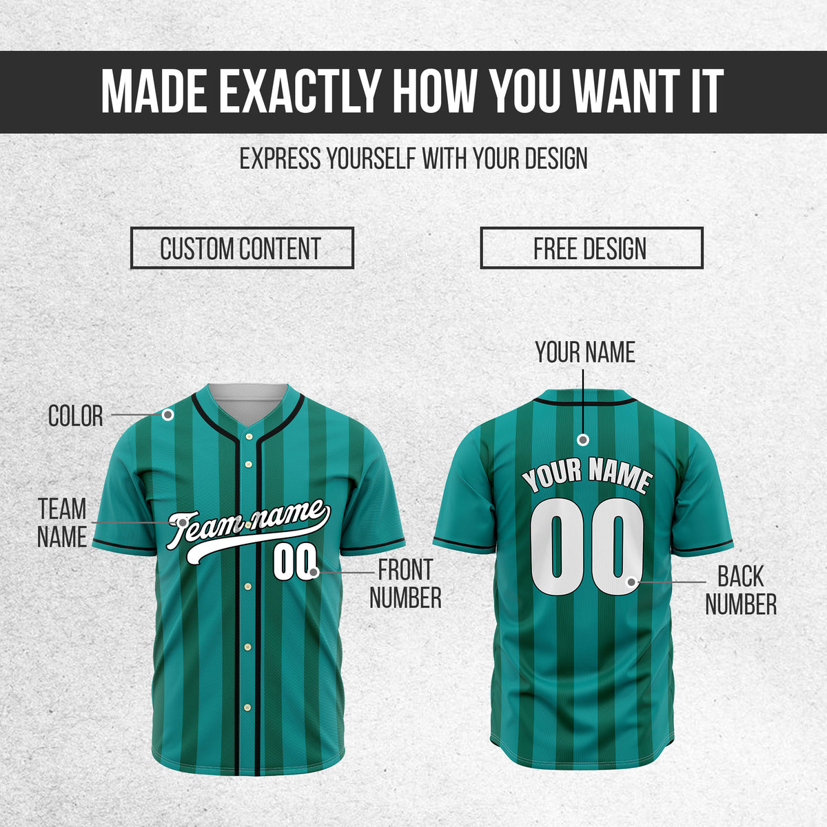 Custom Strikeforce Teal Raglan Style Baseball Sports Jersey Personalized Uniform with Name & Number