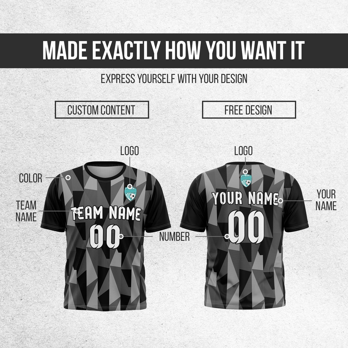 Custom Crystal R-Full Pattern Soccer Black Sport Tops Jersey