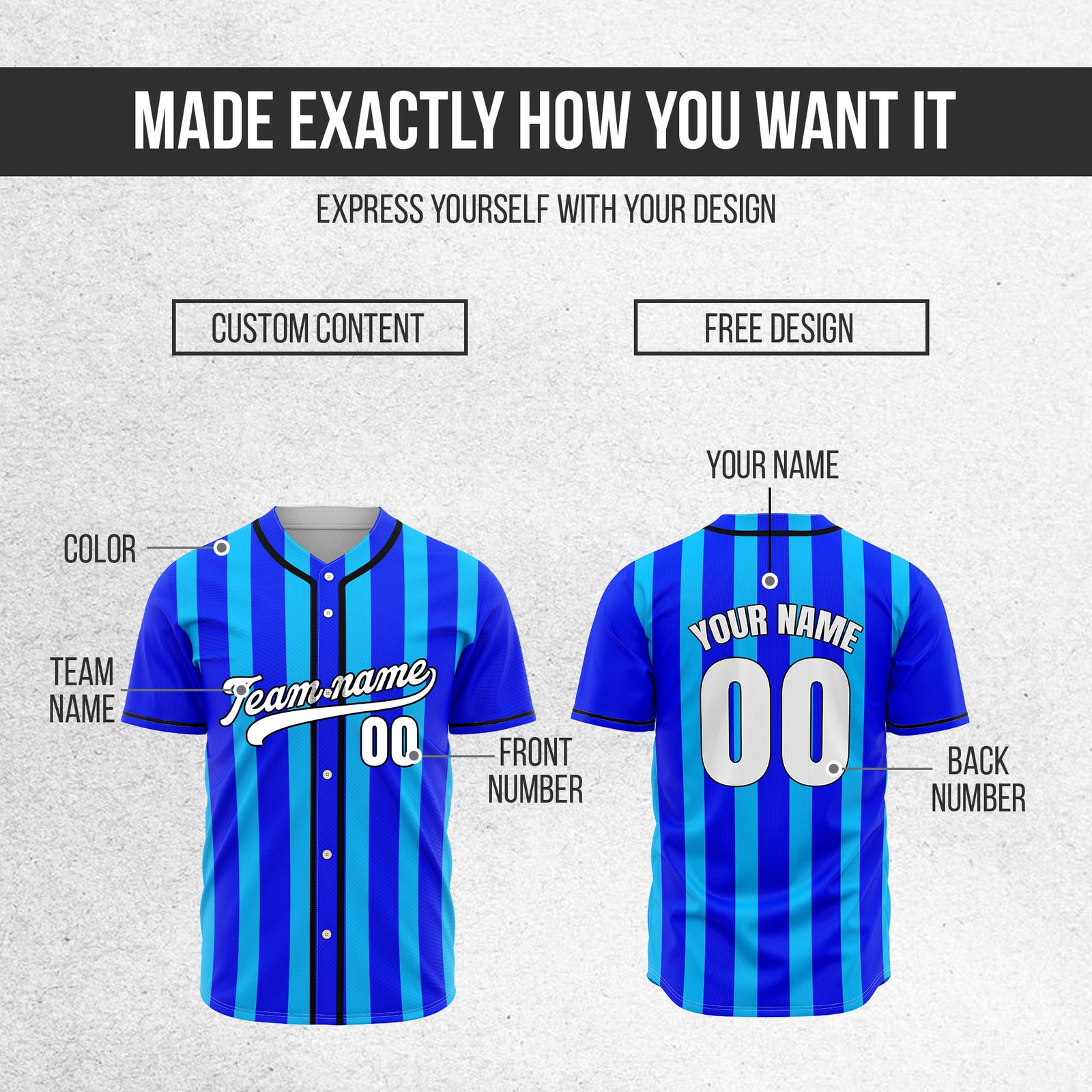 Custom Strikeforce Blue Raglan Style Baseball Sports Jersey Personalized Uniform with Name & Number