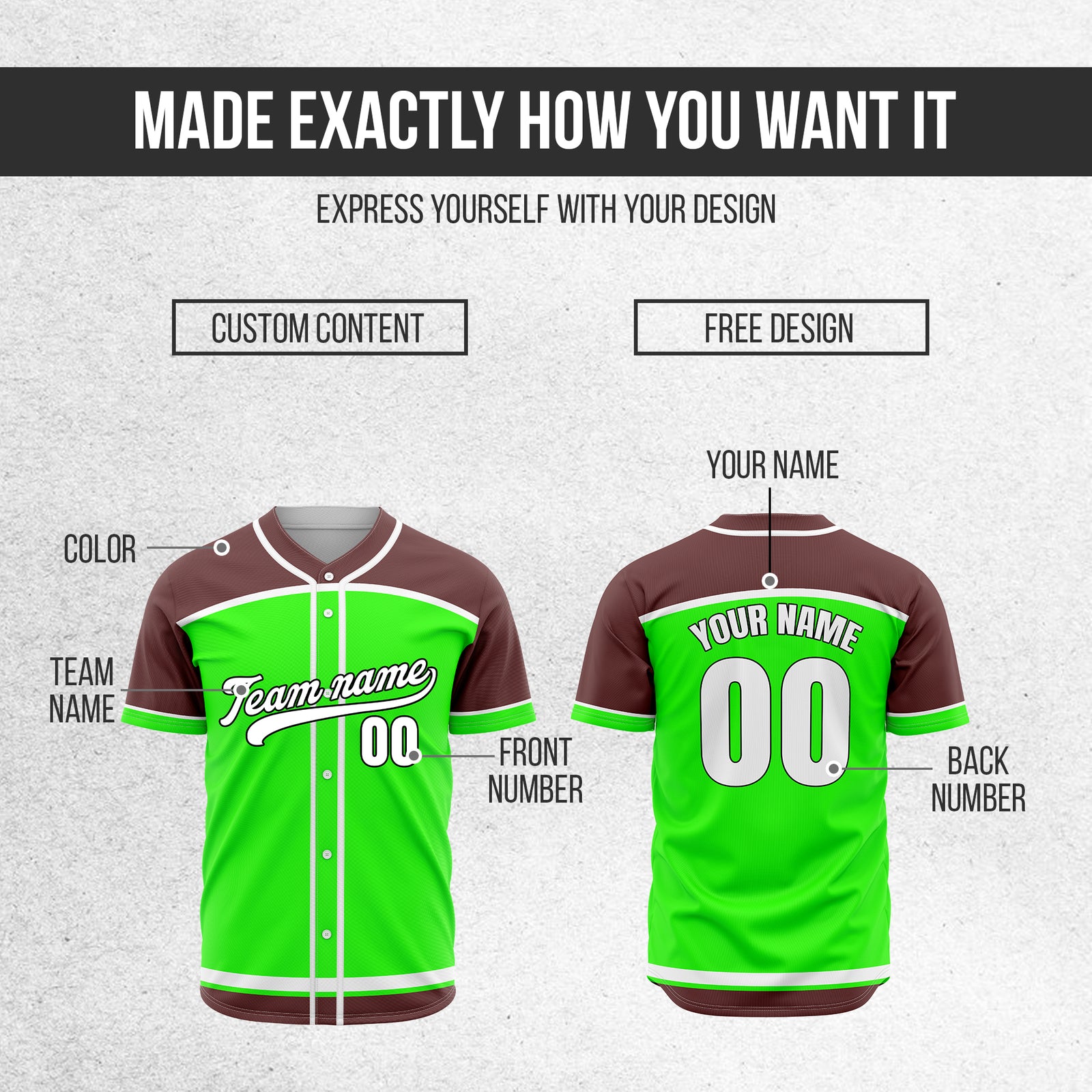 Custom Marquee Classic Baseball Neon Green Sports Jersey Personalized Uniform with Name & Number