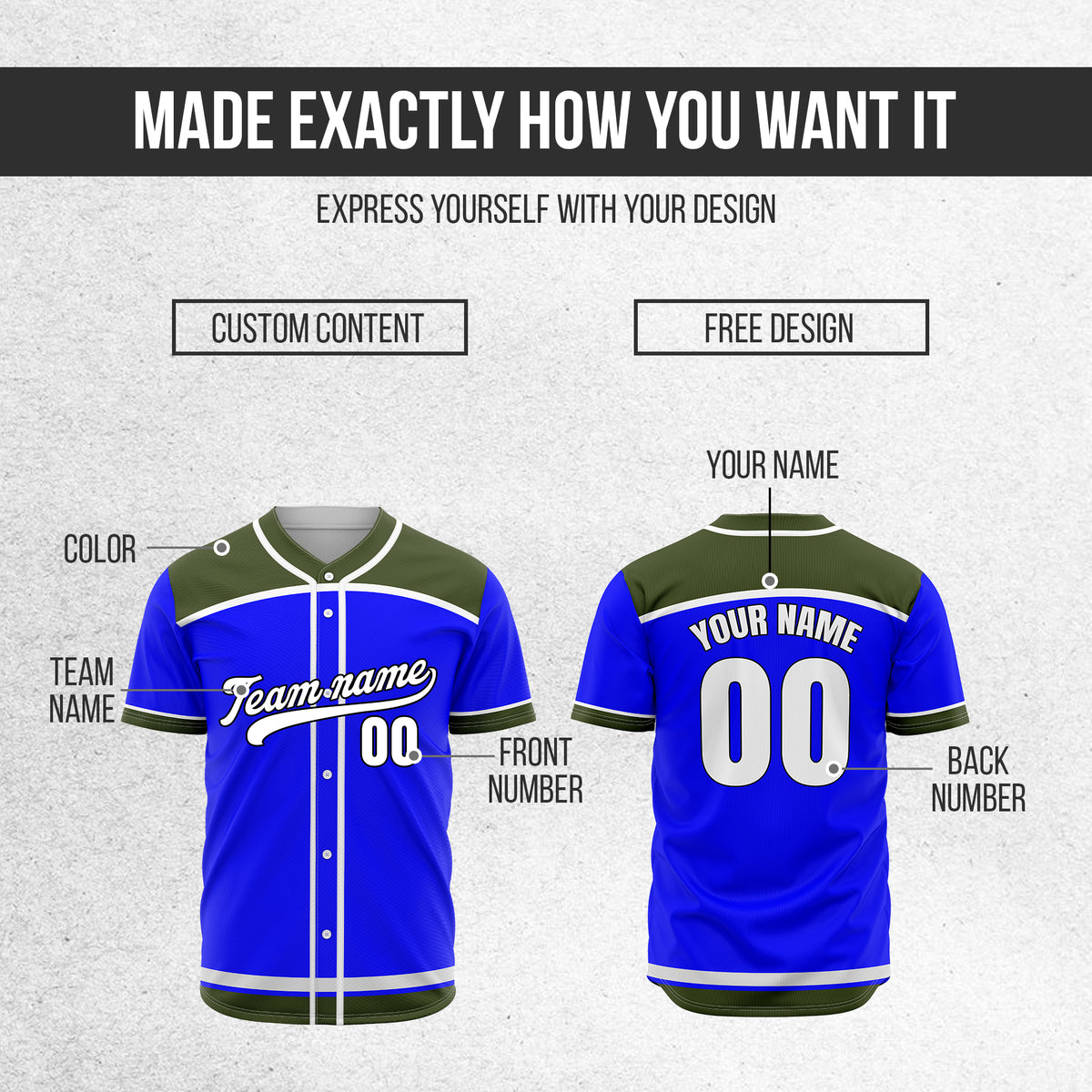 Custom Marquee Classic Baseball Blue Sports Jersey Personalized Uniform with Name & Number