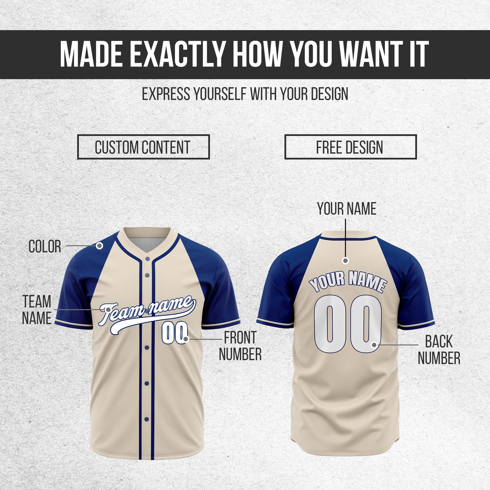 Custom Baseline Baseball Navy Sports Jersey Personalized Uniform with Name & Number