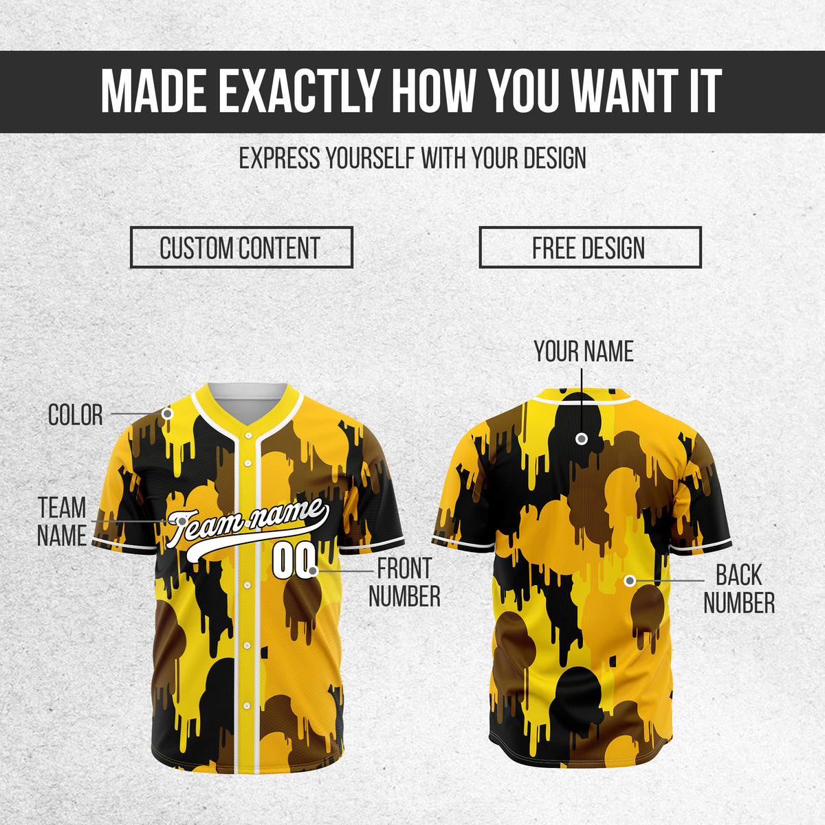 Custom Paint Hustlers Yellow Baseball Sports Jersey Personalized Uniform with Name & Number