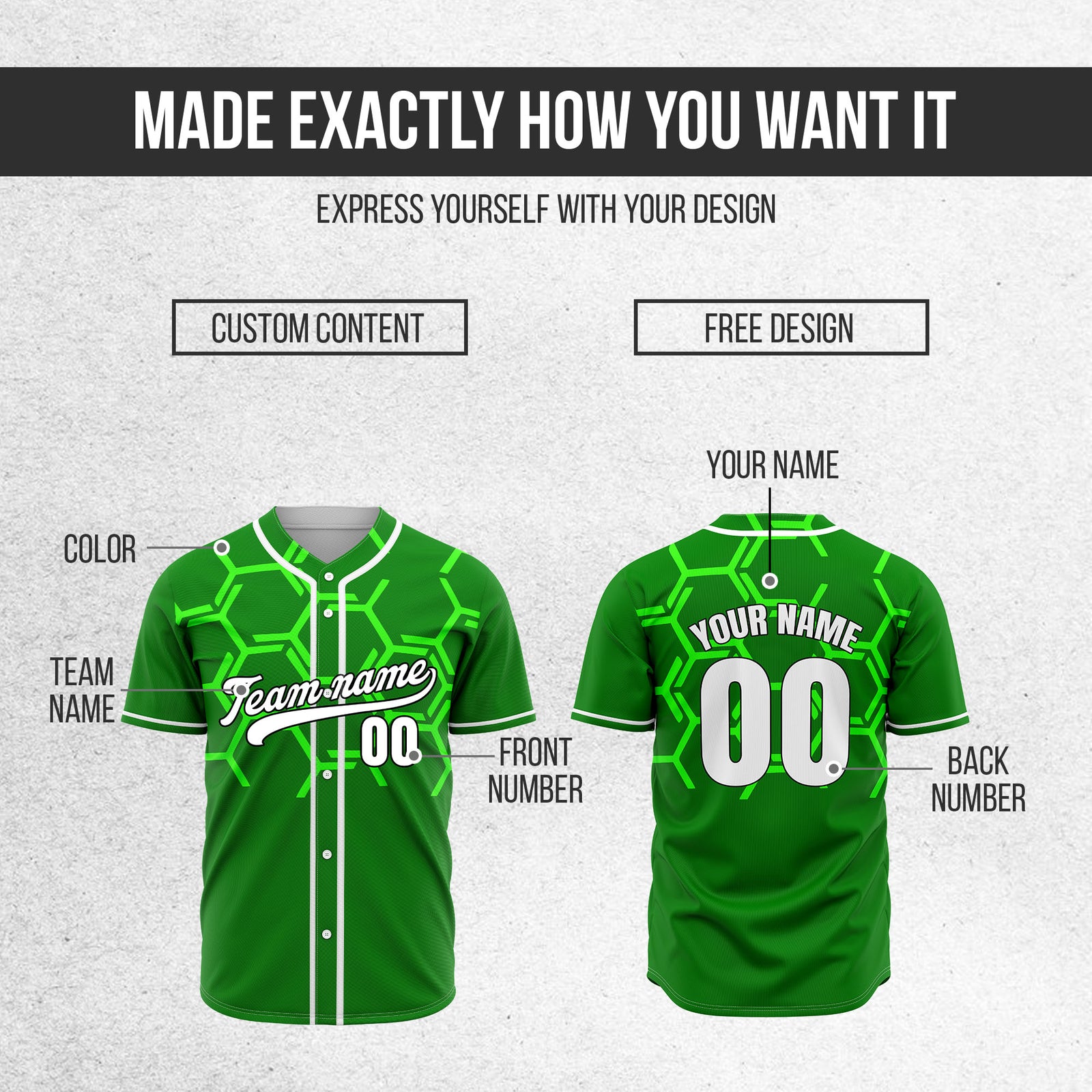 Custom Sting Force Green Baseball Sports Jersey Personalized Uniform with Name & Number