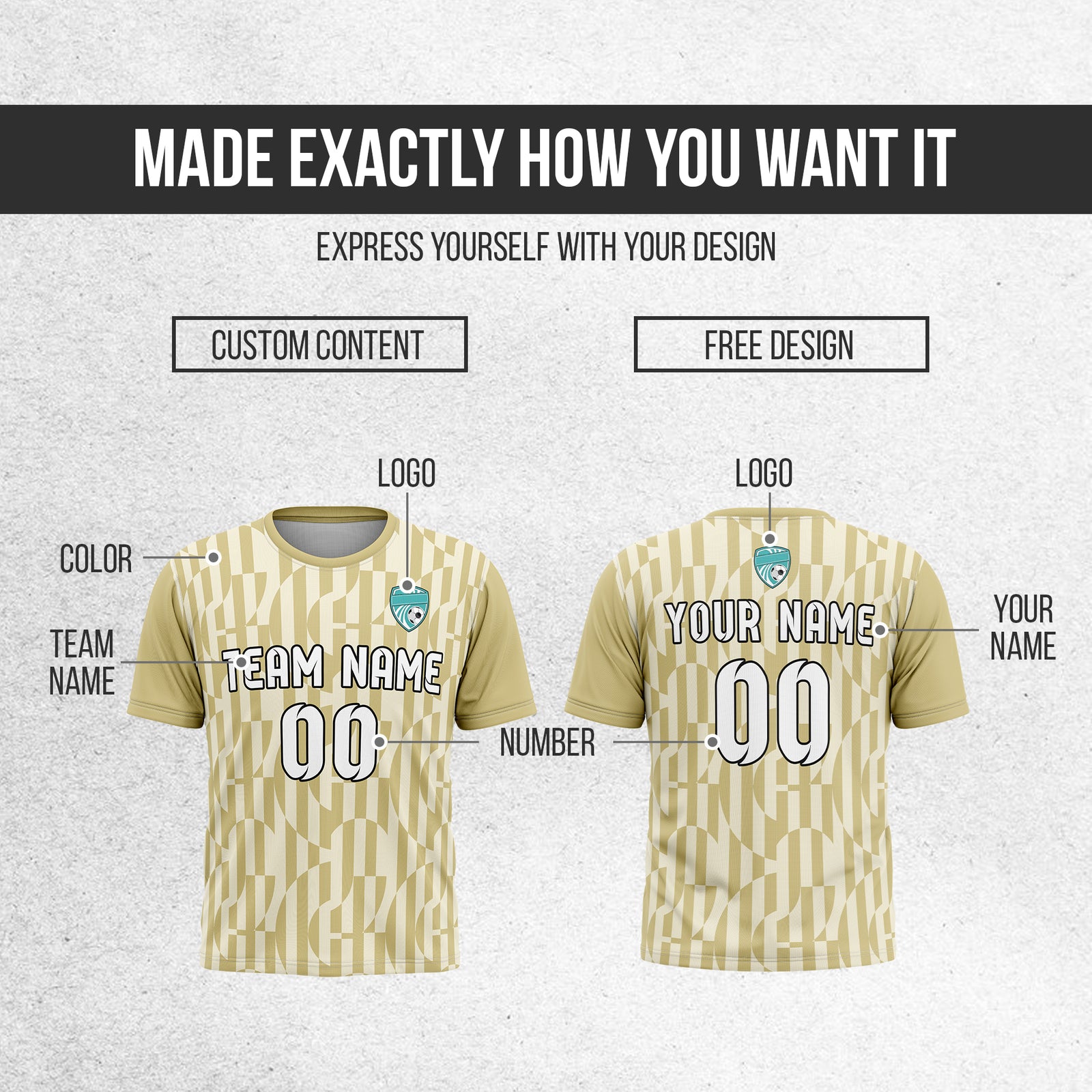 Custom Pulse Grid R-Full Pattern Soccer khaki Sport Tops Jersey