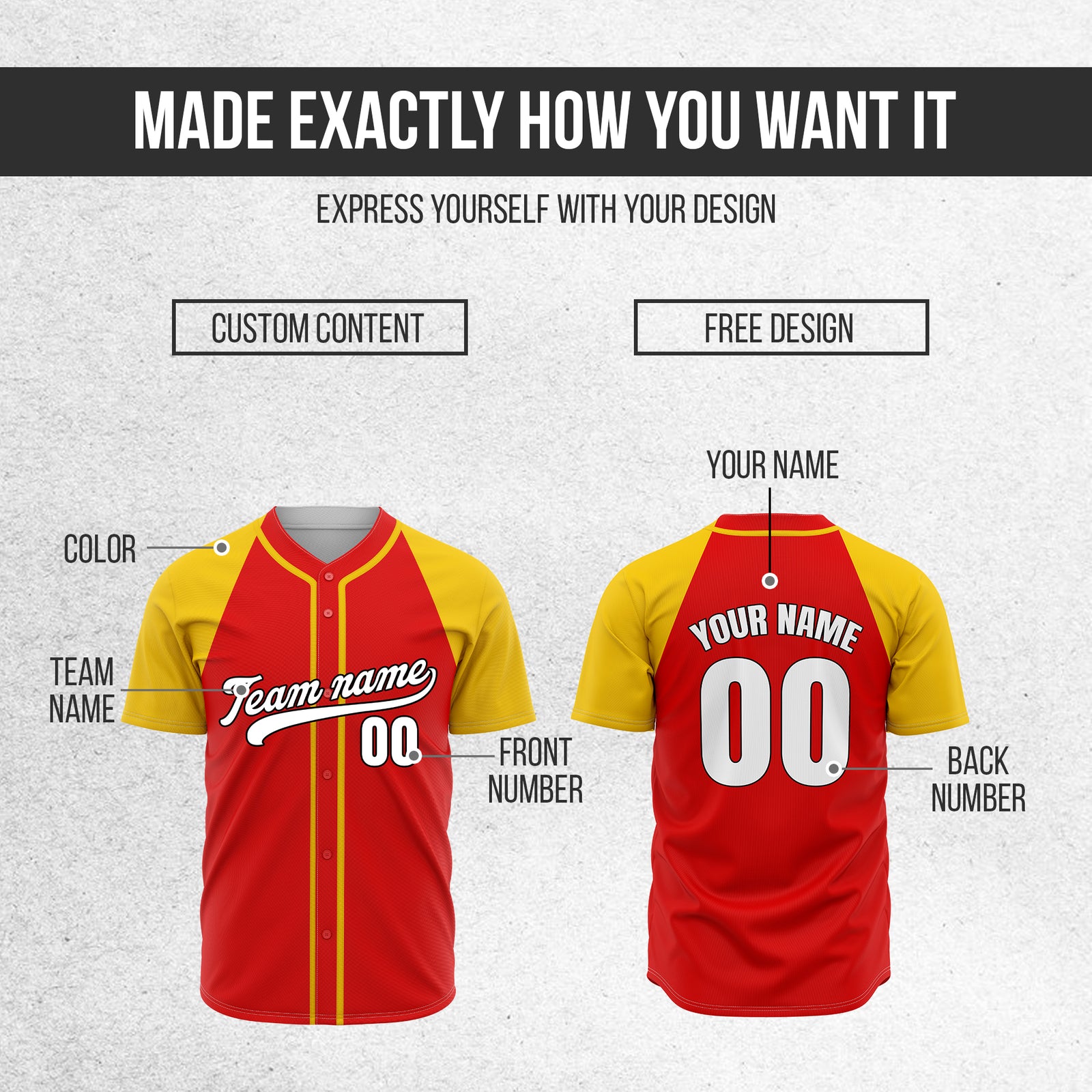 Custom Baseline Baseball Red Sports Jersey Personalized Uniform with Name & Number