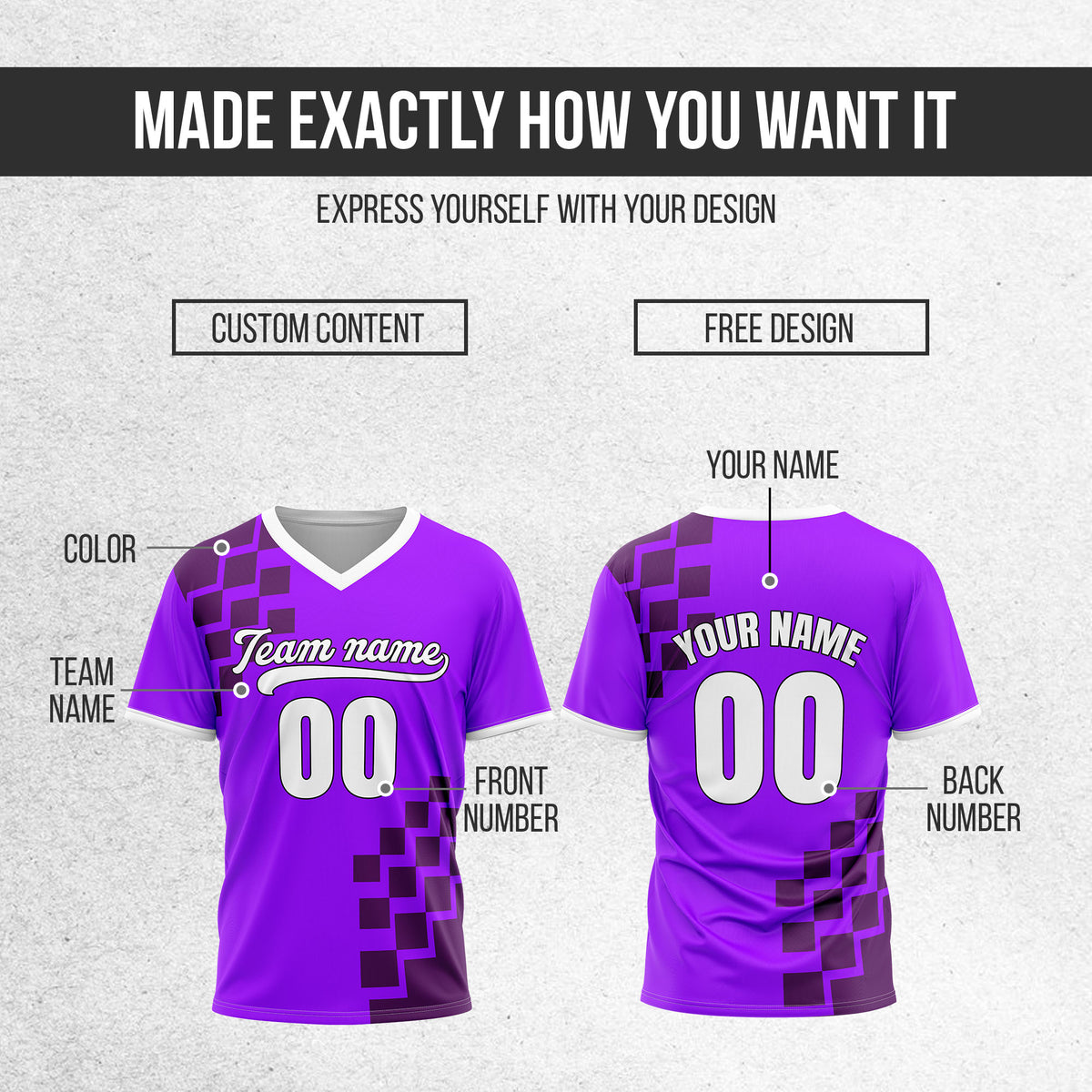 Custom Shadow Pixel Purple Baseball Sports Jersey Personalized Uniform with Name & Number