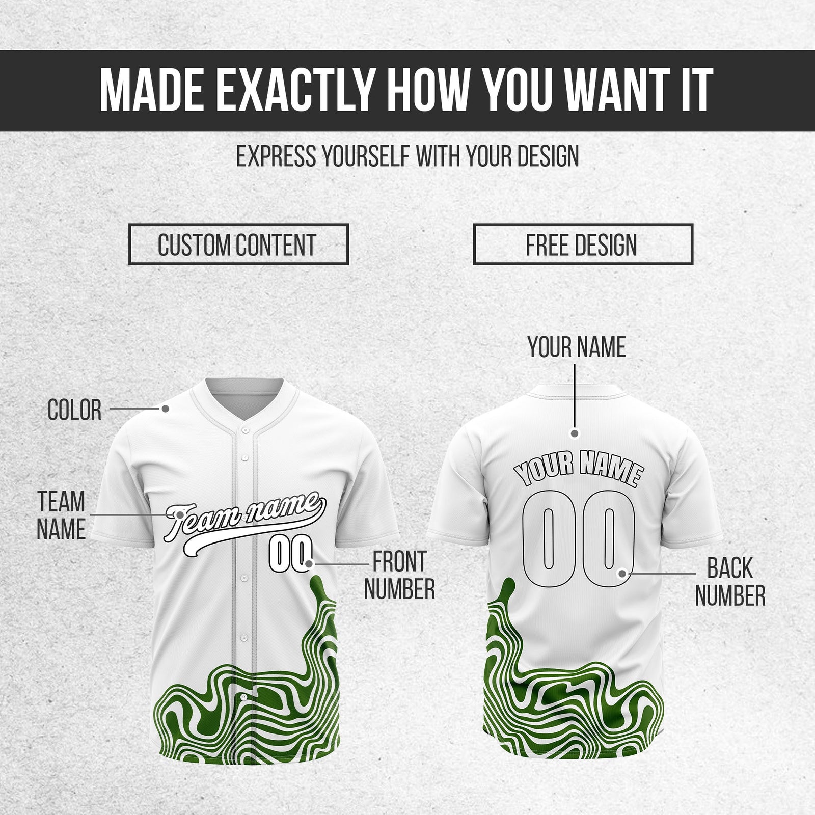 Custom White Baseball Wave Sports Jersey Personalized Uniform with Name & Number