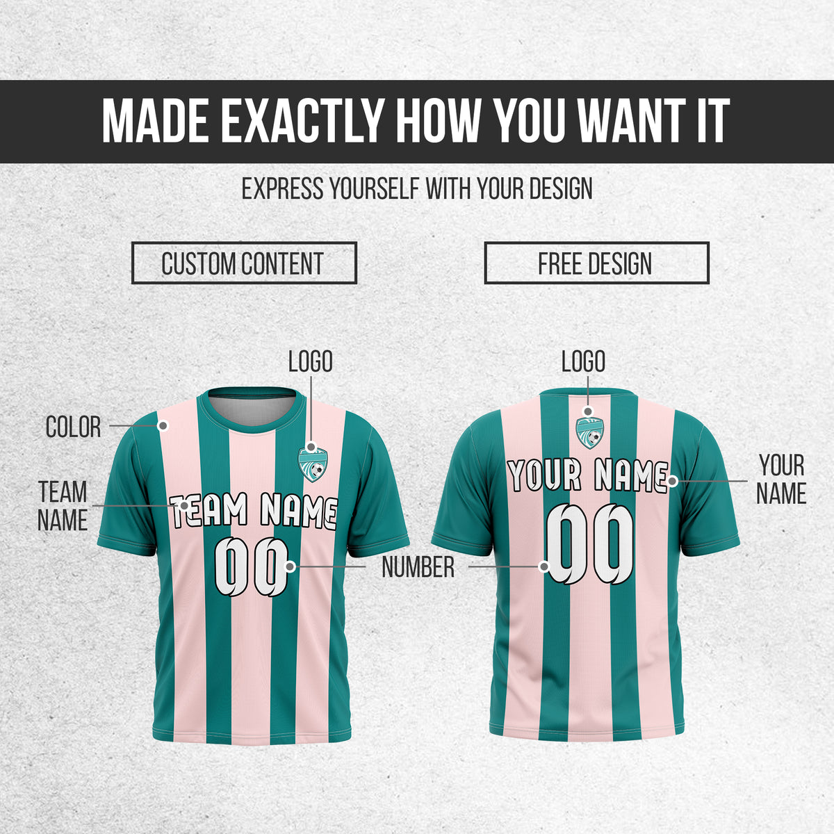 Custom Striker Stripe Teal Soccer sport Tops Jersey