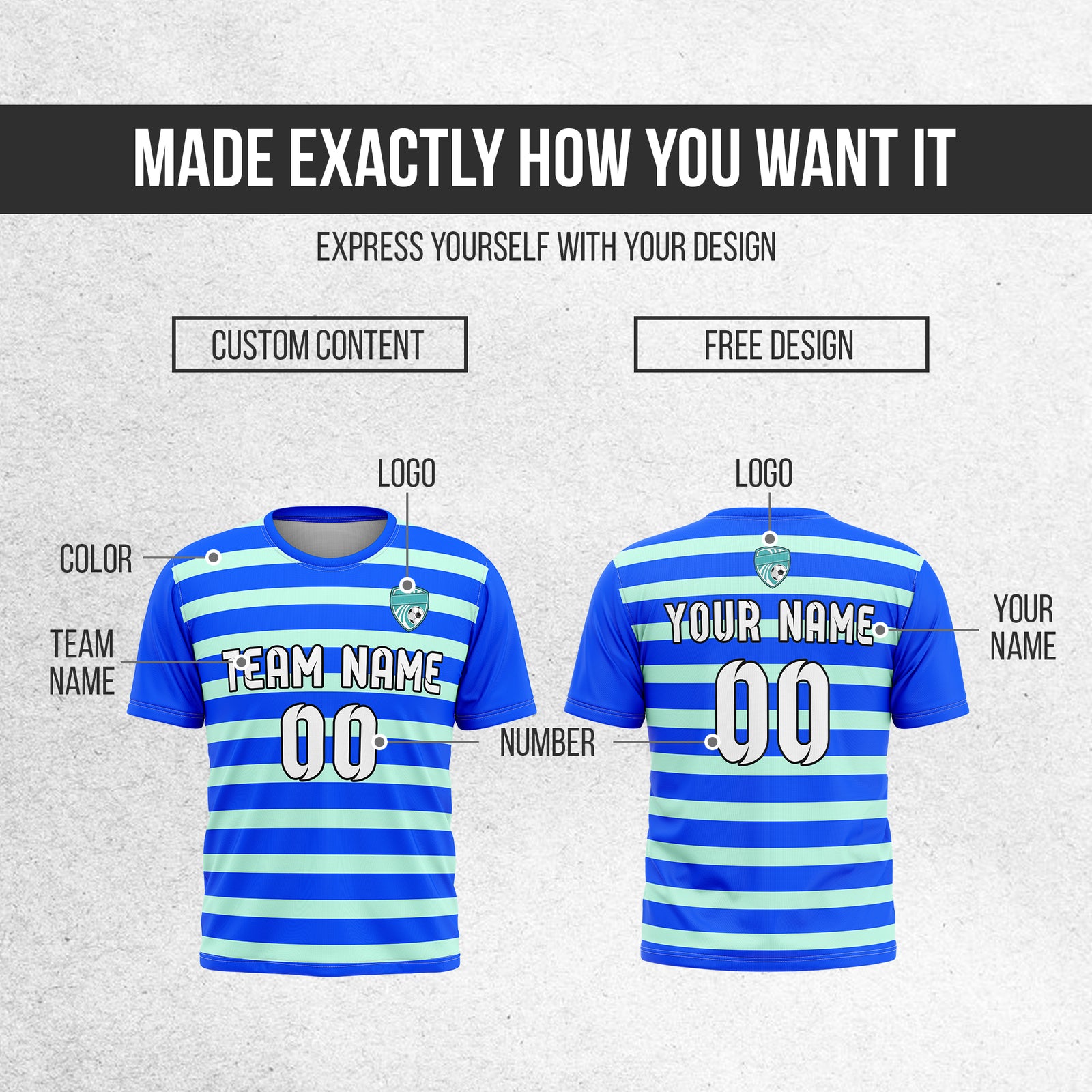 Custom Royal Stripe Blue Soccer sport Tops Jersey