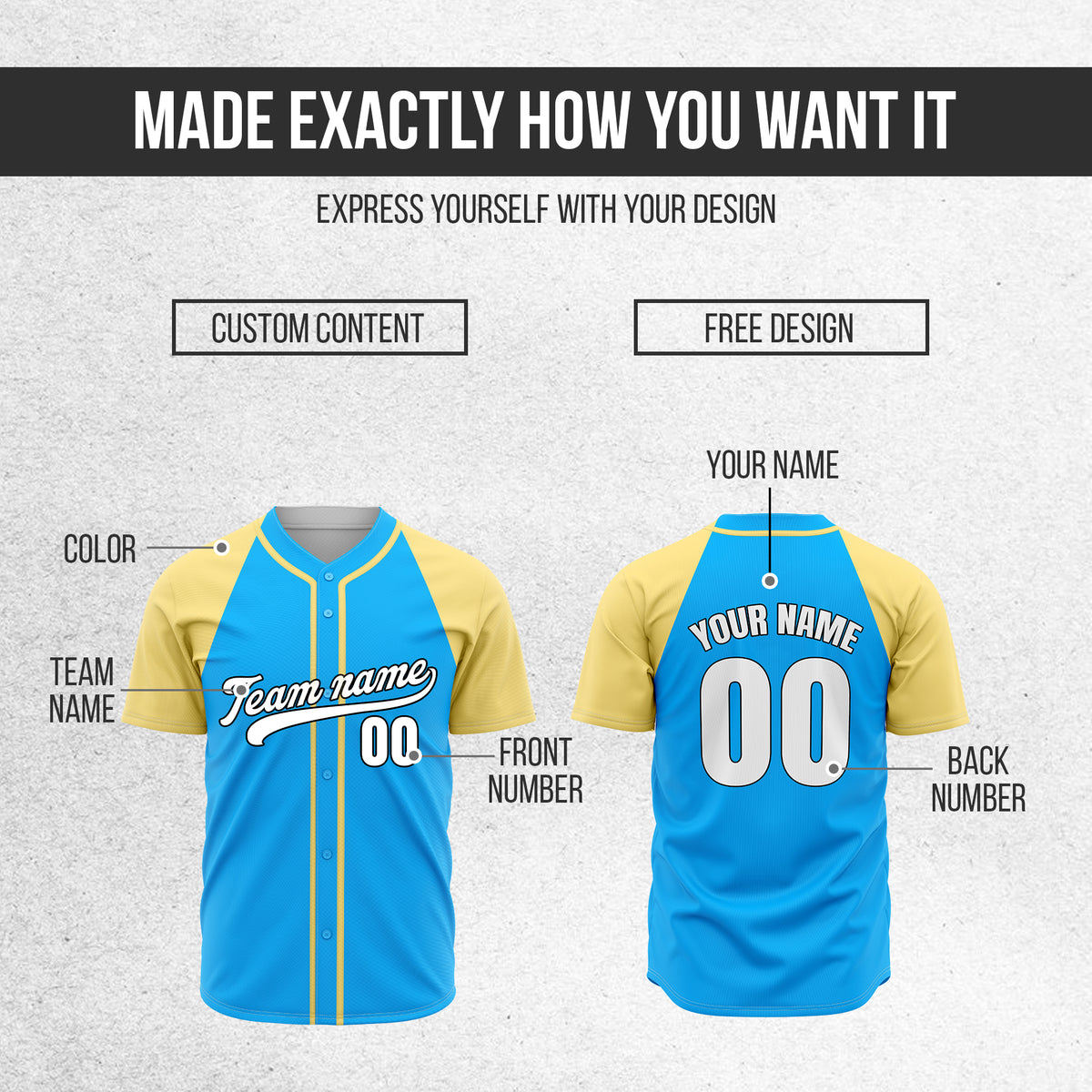Custom Baseline Baseball Blue Sports Jersey Personalized Uniform with Name & Number