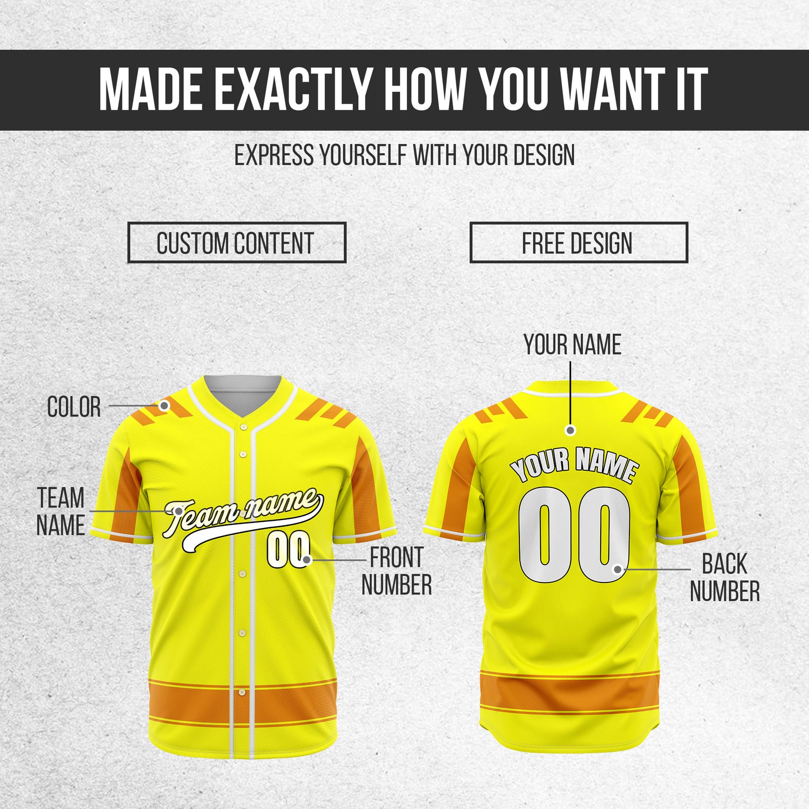 Custom Radiant Strike Yellow Raglan Style Baseball Sports Jersey Personalized Uniform with Name & Number