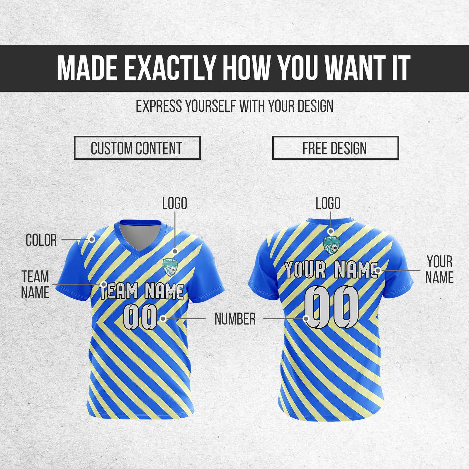 Custom Swift Stripe V-Neck Blue Soccer sport Tops Jersey