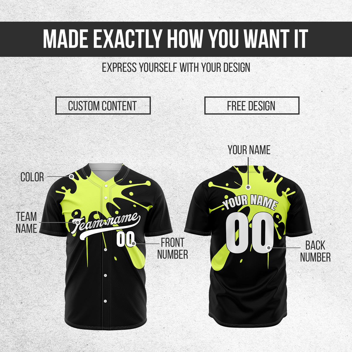 Custom Paint Burst Black Sports Jersey Personalized Uniform with Name & Number