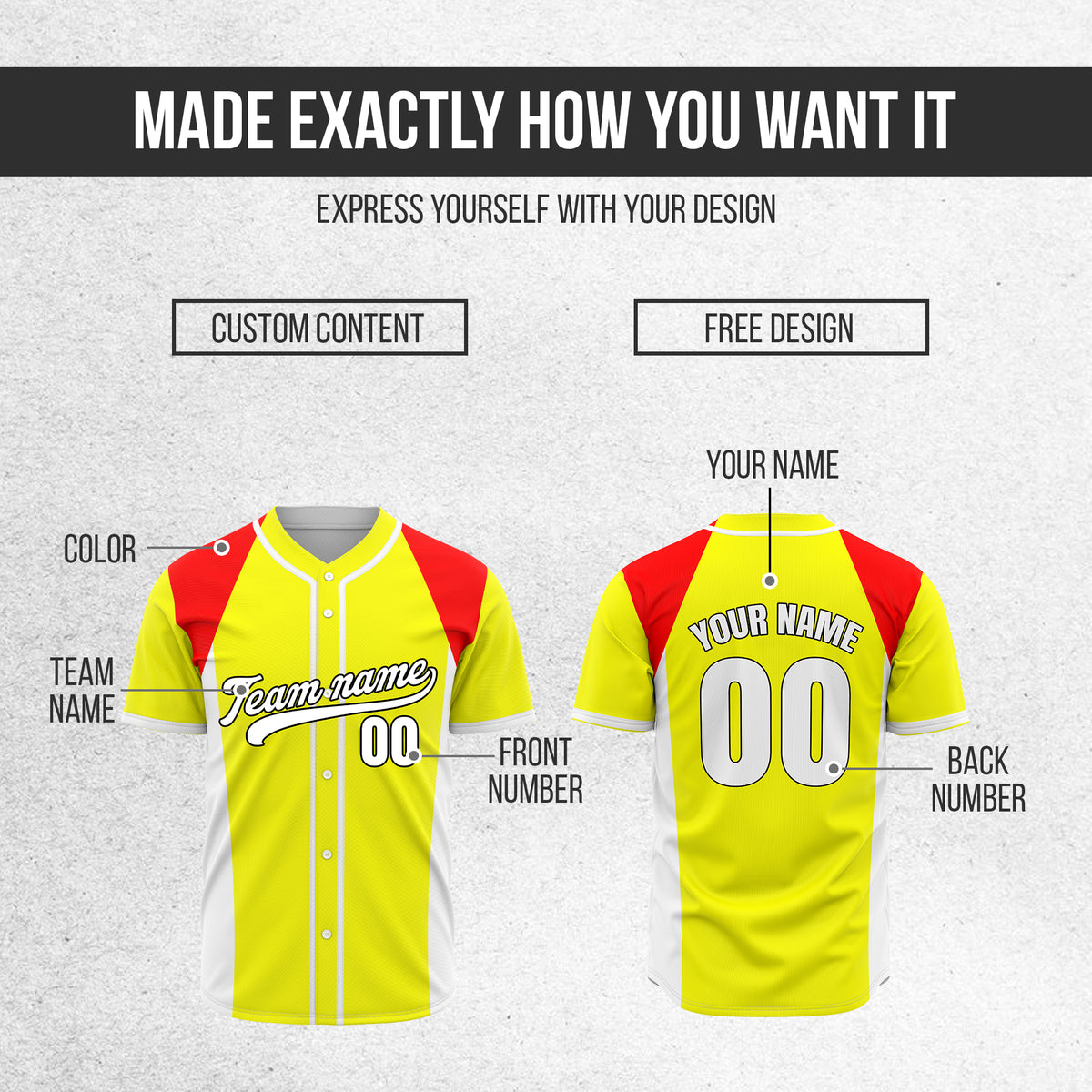 Custom Timeless Stripes Baseball Yellow Sports Jersey Personalized Uniform with Name & Number