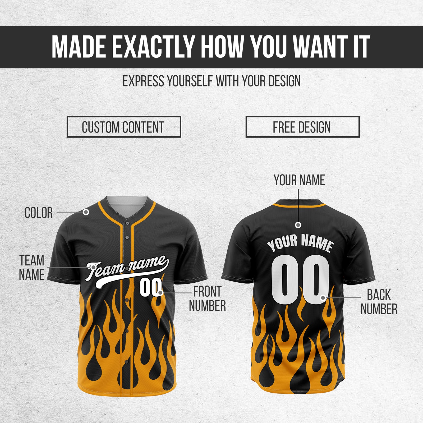 Custom Frost Fire Black Baseball Sports Jersey Personalized Uniform with Name & Number