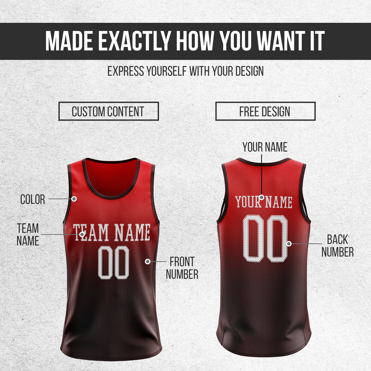 Custom Red Gradient Fashion Tops Basketball Jersey