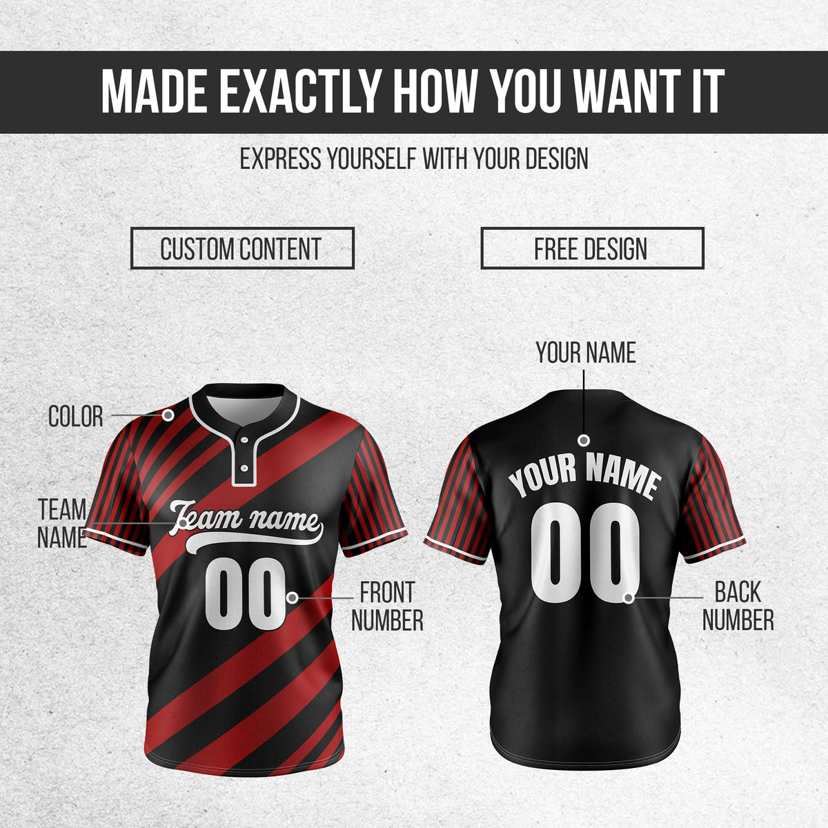 Custom Vibe Split Black Baseball Sports Jersey Personalized Uniform with Name & Number