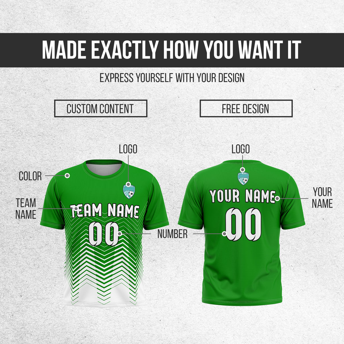 Custom Apex Strike R Side Pattern Green Soccer sport Tops Jersey