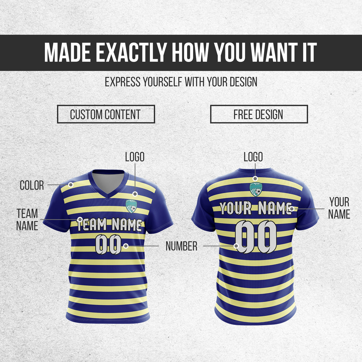 Custom Royal Stripe V-Neck Navy Soccer sport Tops Jersey