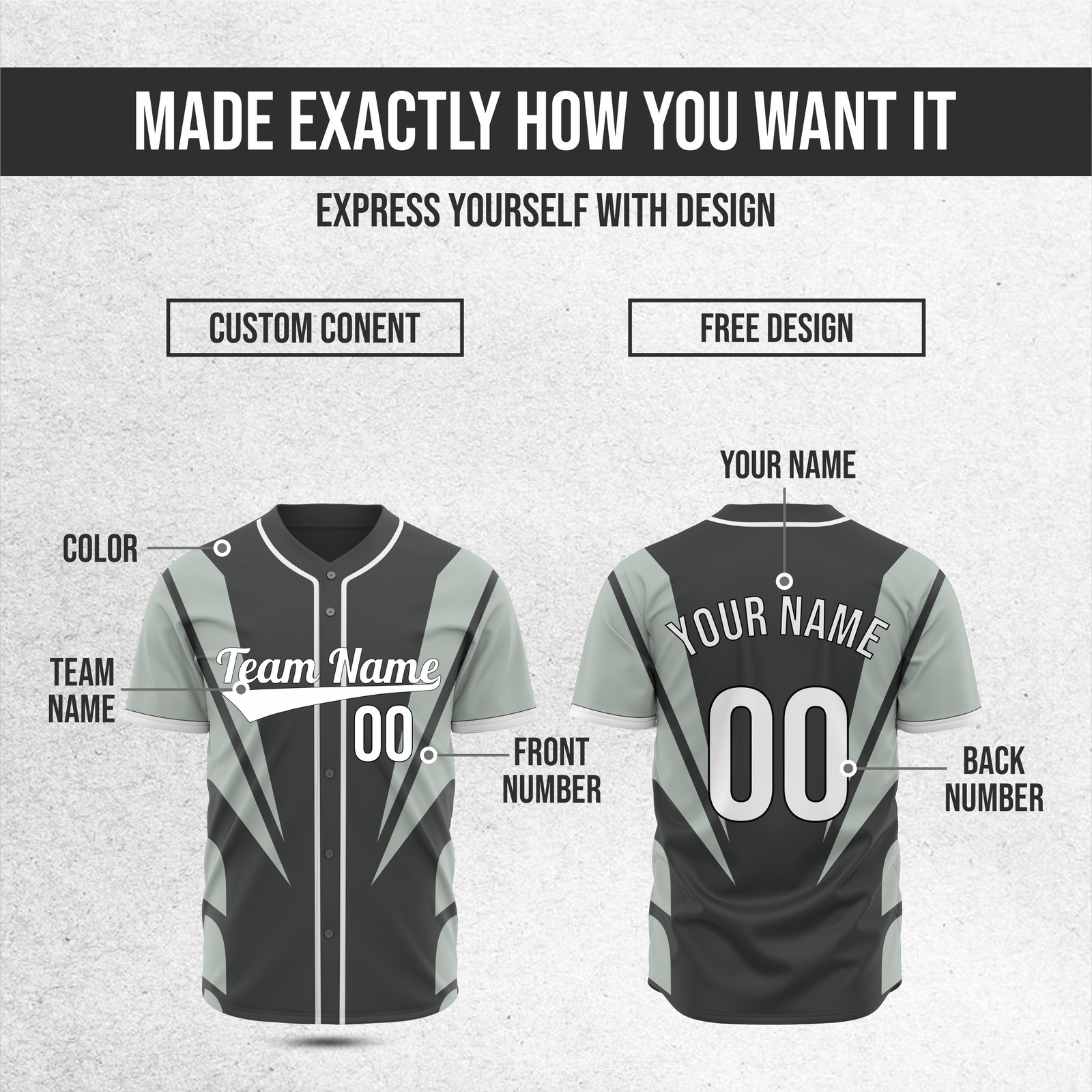 Custom Panel Flow Baseball Dark Grey  Sports Jersey Personalized Uniform with Name & Number