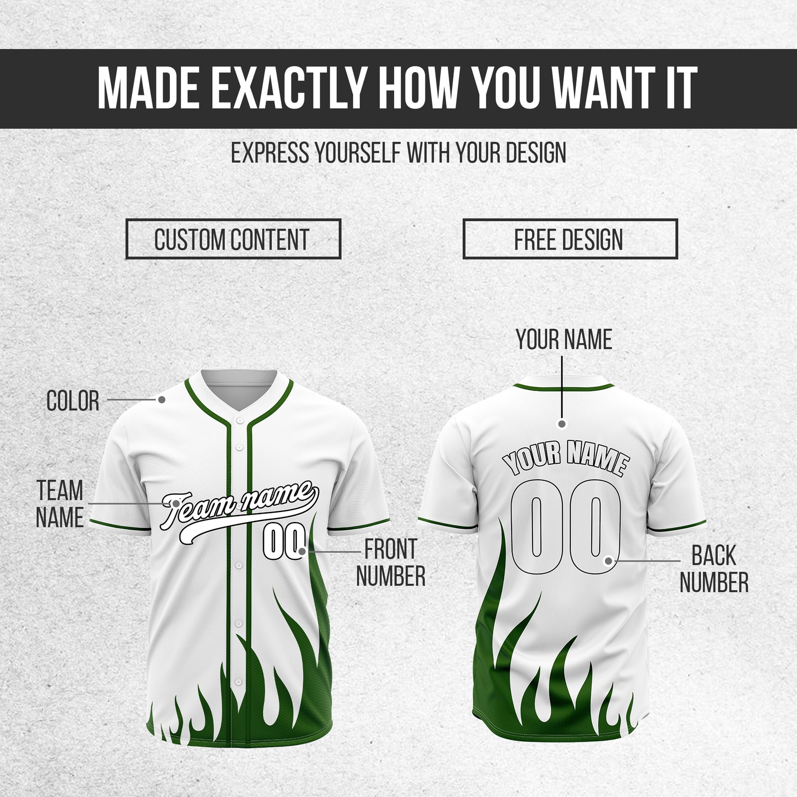Custom Fire Pulse White Baseball Sports Jersey Personalized Uniform with Name & Number