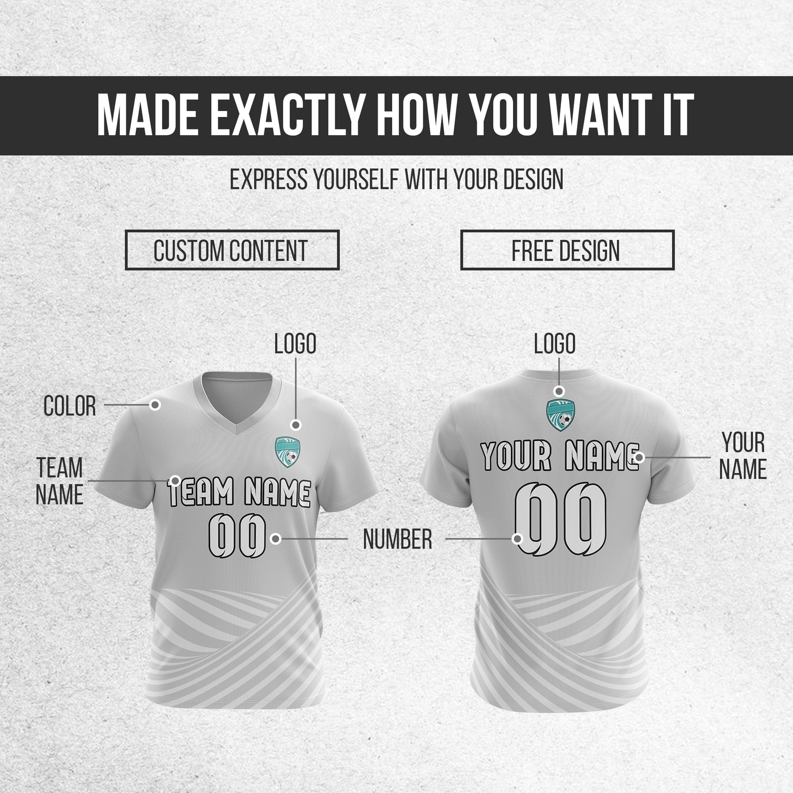 Custom WaveLine Stripe V-Neck Grey Soccer sport Tops Jersey