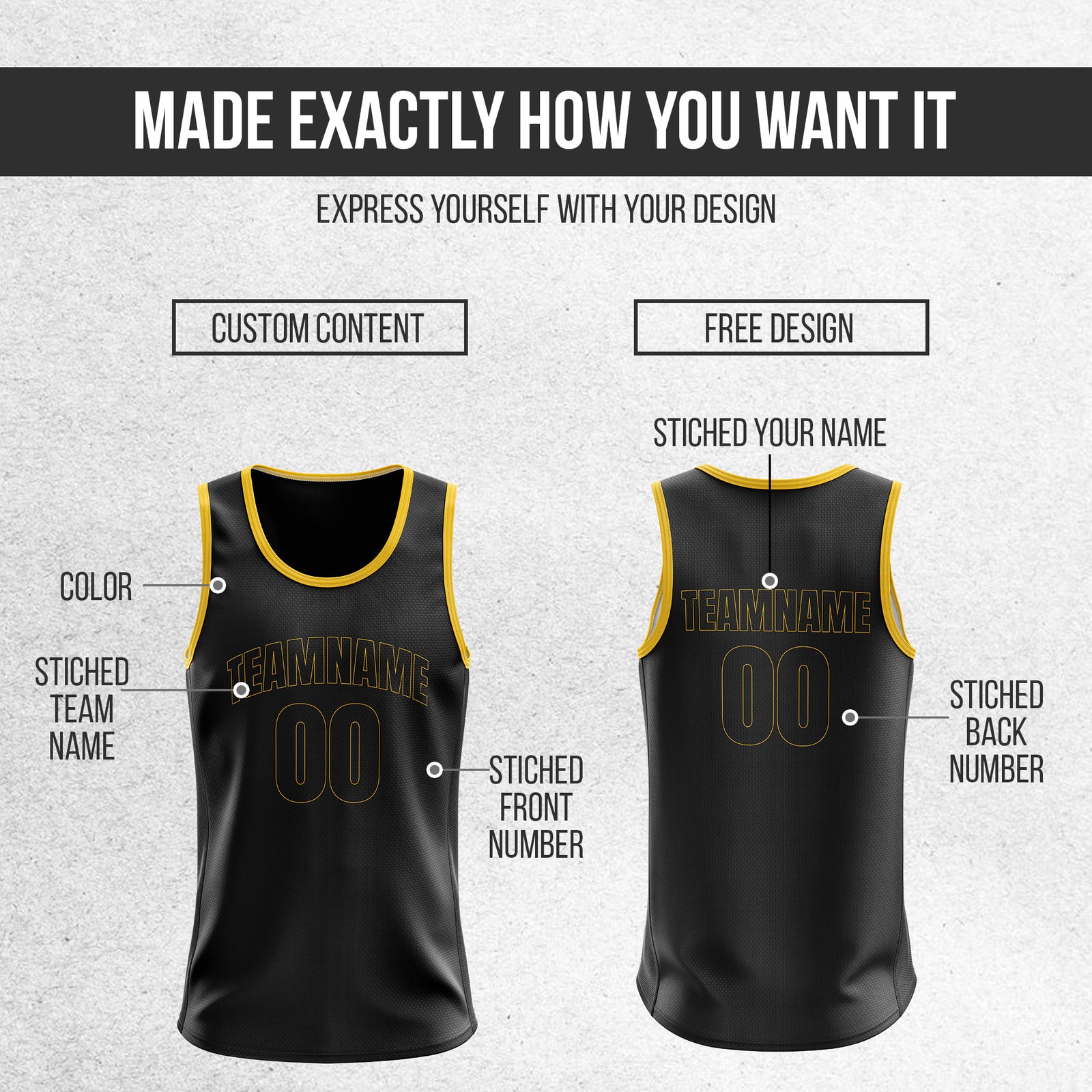 Custom Elite Black Classic Stitched Jersey Basketball Tops