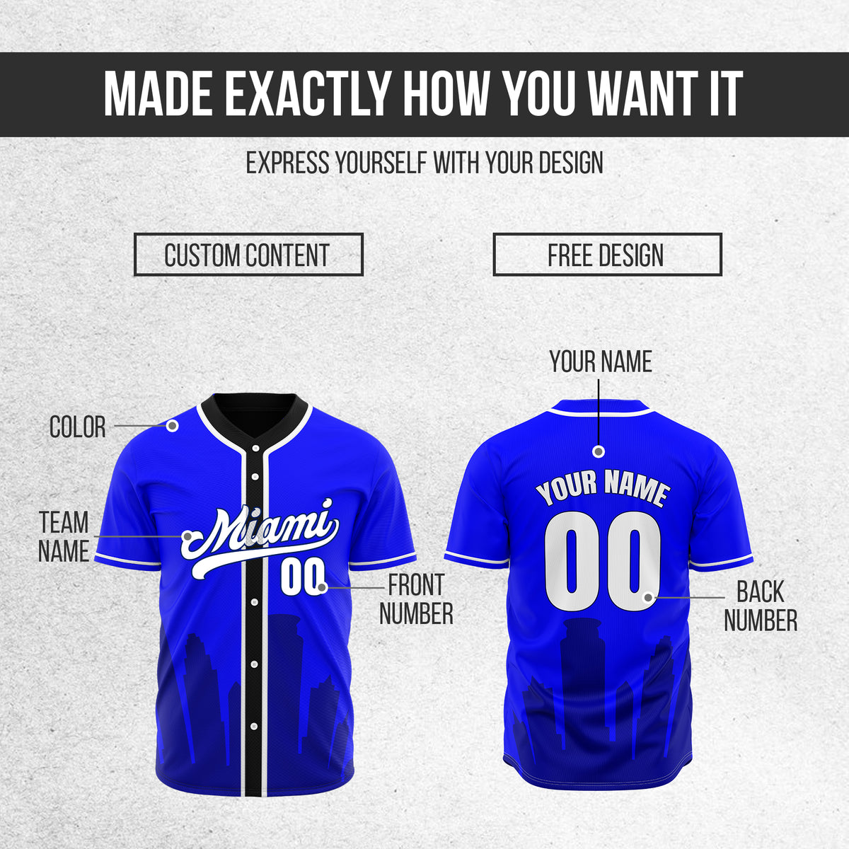Custom City Tide Blue Baseball Sports Jersey Personalized Uniform with Name & Number