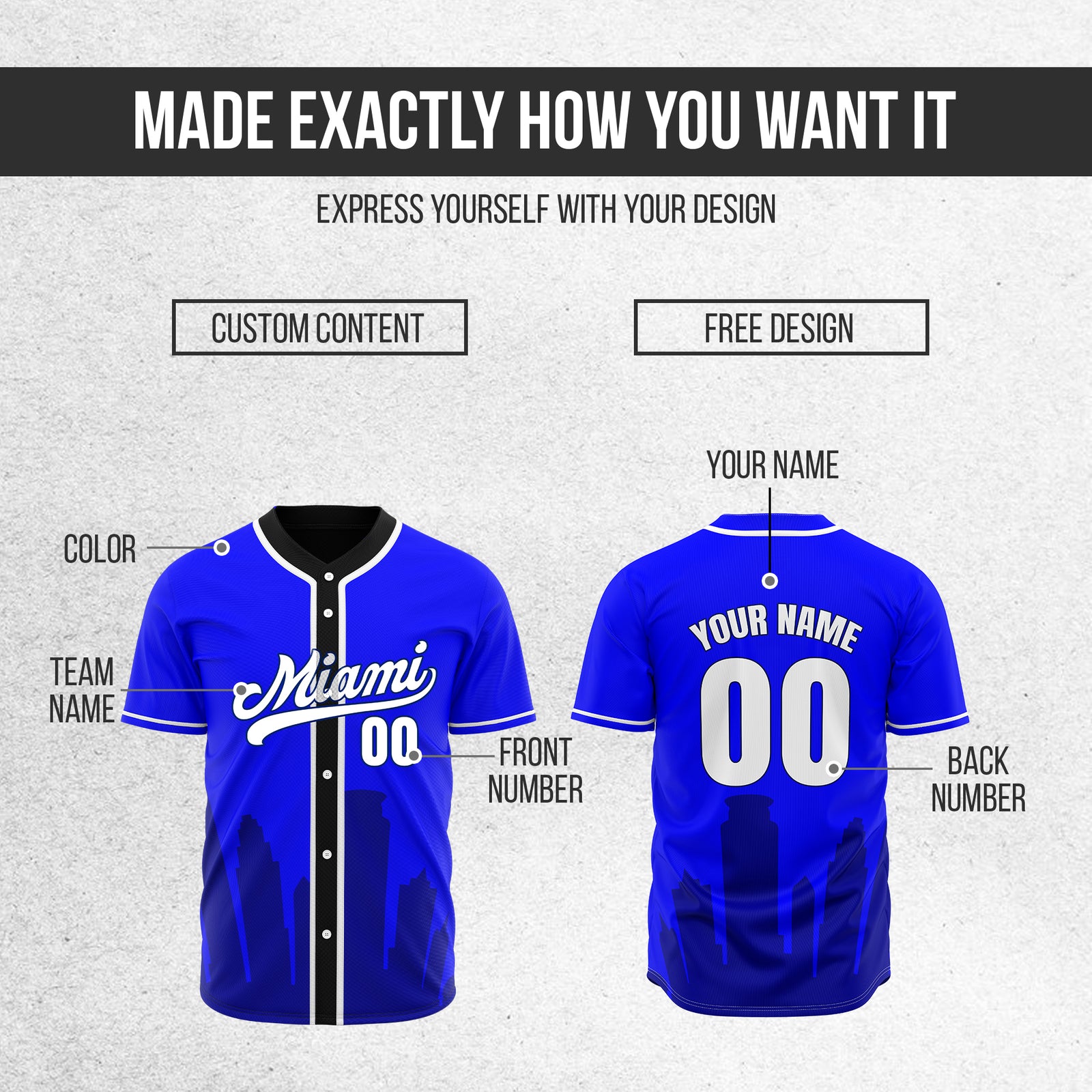 Custom City Tide Blue Baseball Sports Jersey Personalized Uniform with Name & Number