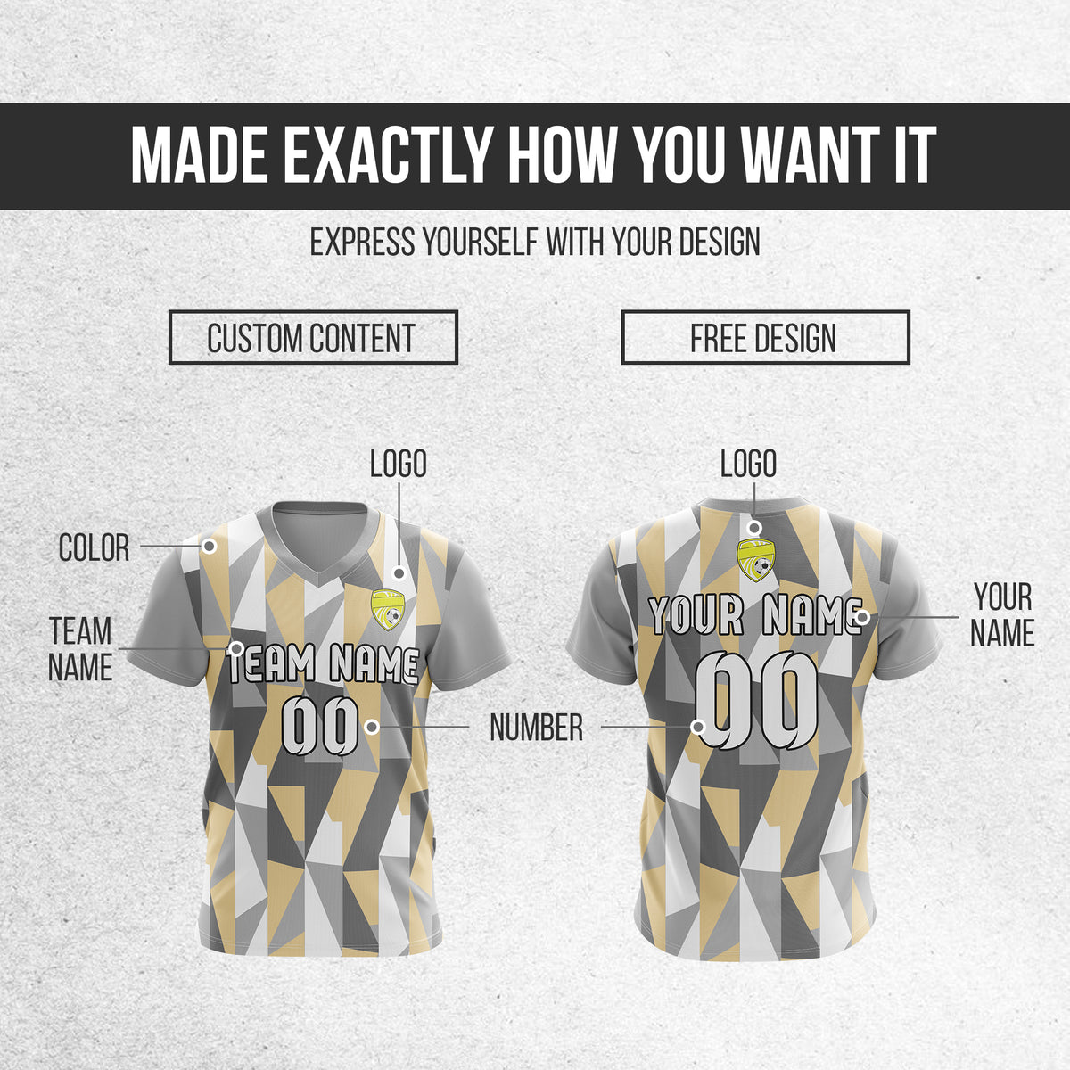 Custom Crystal V-Full Pattern Grey Soccer sport Tops Jersey