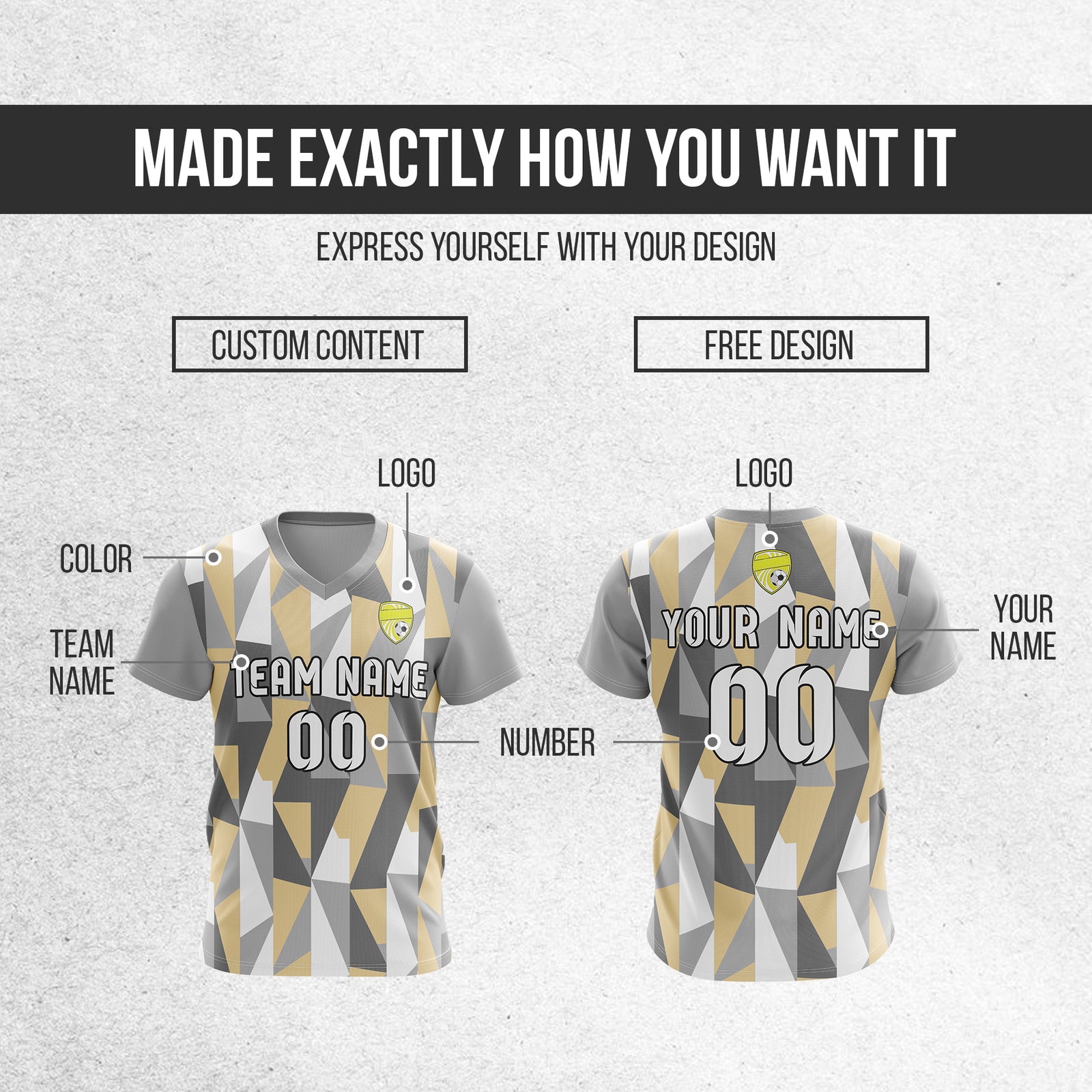 Custom Crystal V-Full Pattern Grey Soccer sport Tops Jersey