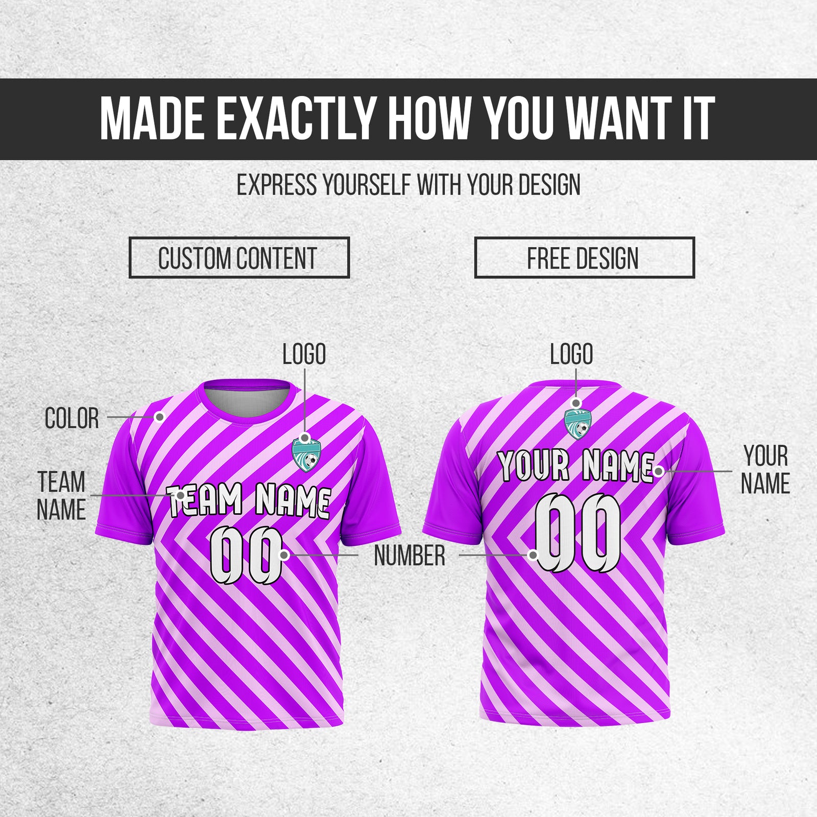 Custom SwiftStripe Purple Soccer sport Tops Jersey