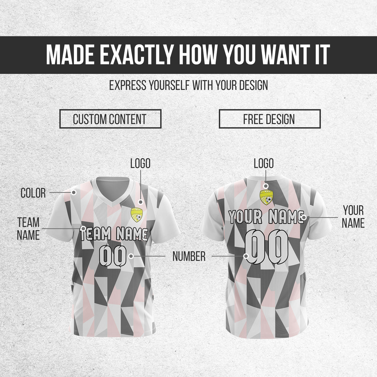 Custom Crystal V-Full Pattern White Soccer sport Tops Jersey