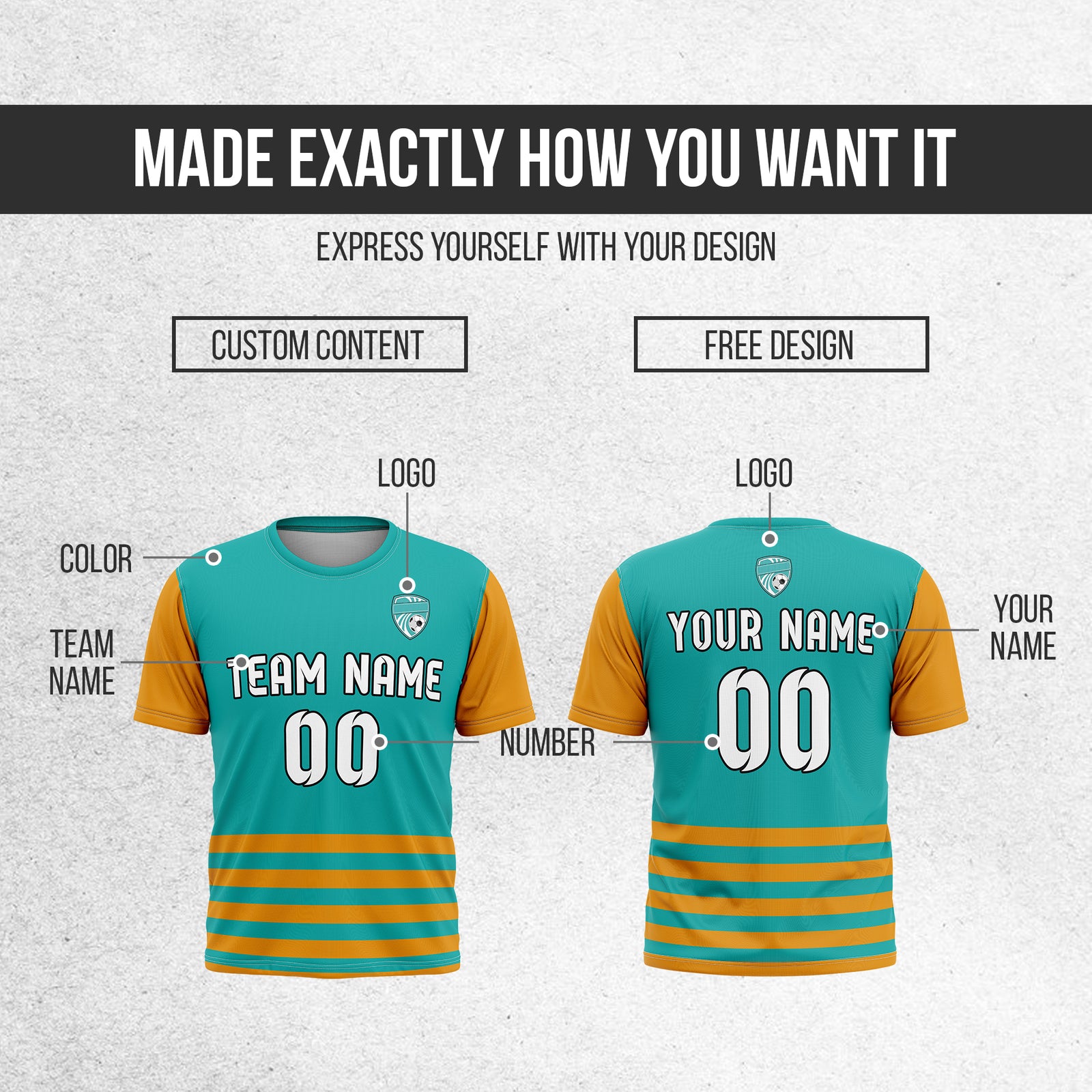Custom BaseLine Stripe Teal Soccer sport Tops Jersey