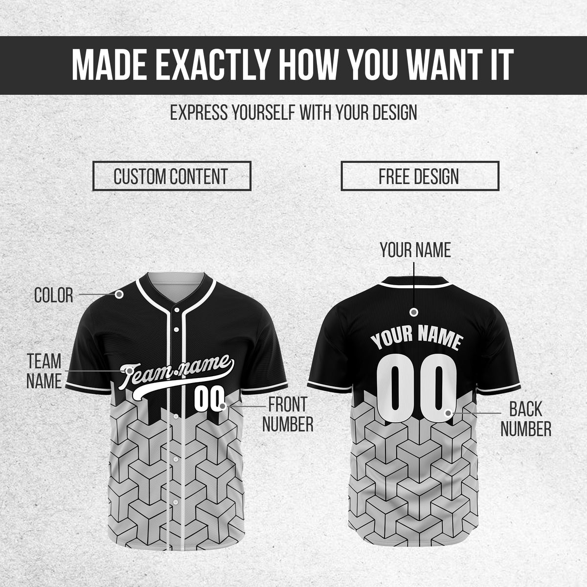 Custom Grid Iron Black Baseball Sports Jersey Personalized Uniform with Name & Number