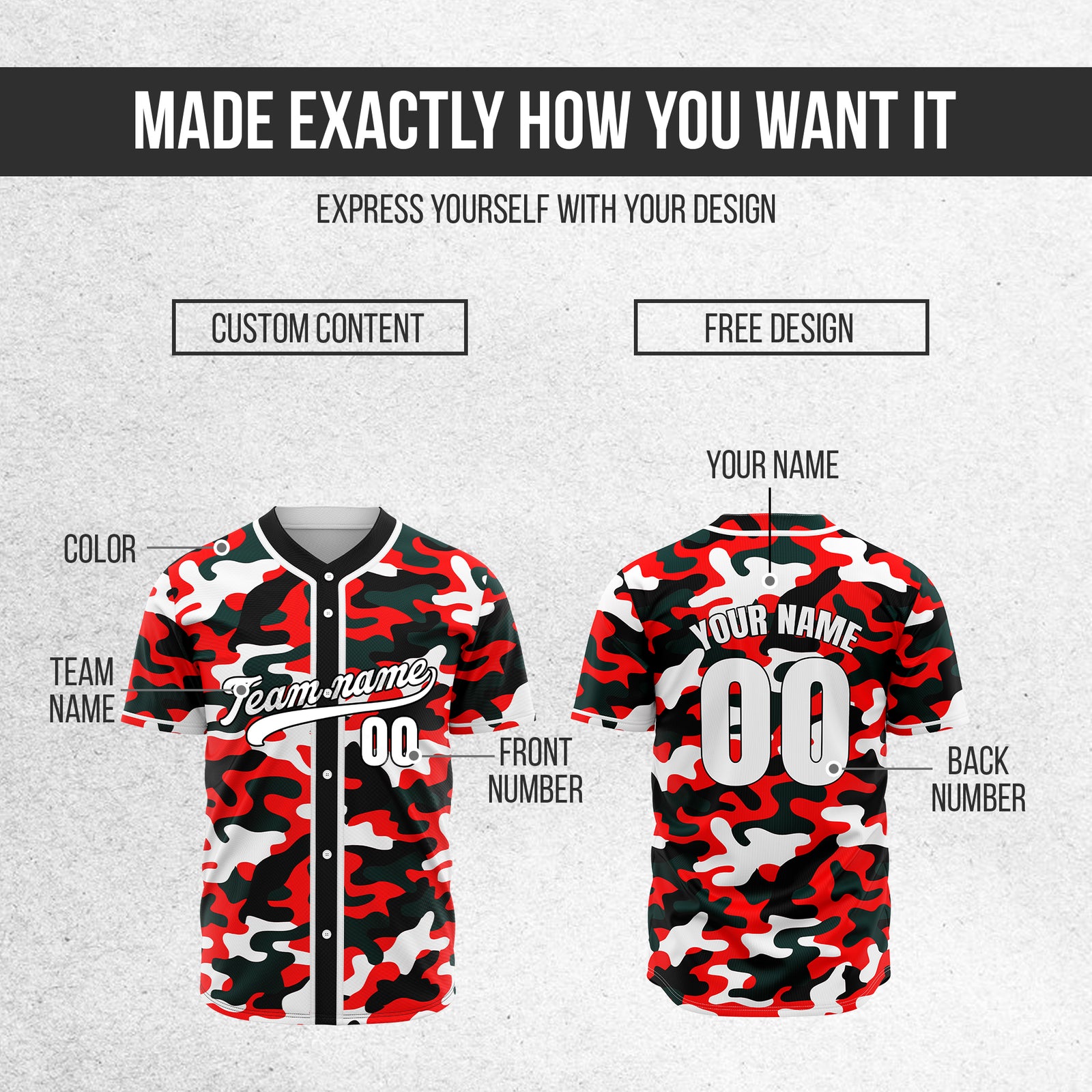 Custom Shadow Command Red Baseball Sports Jersey Personalized Uniform with Name & Number