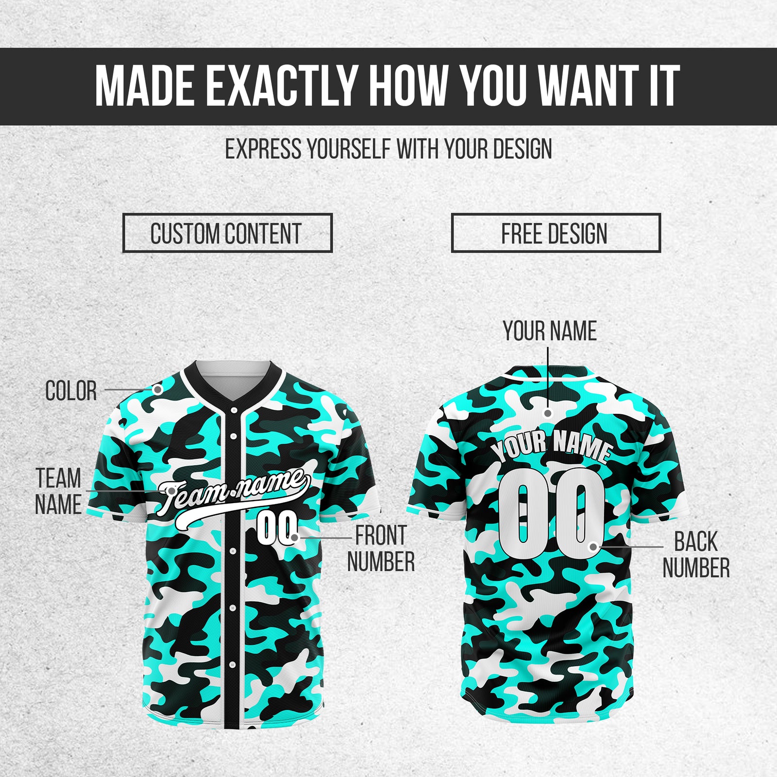 Custom Shadow Command Aqua Baseball Sports Jersey Personalized Uniform with Name & Number