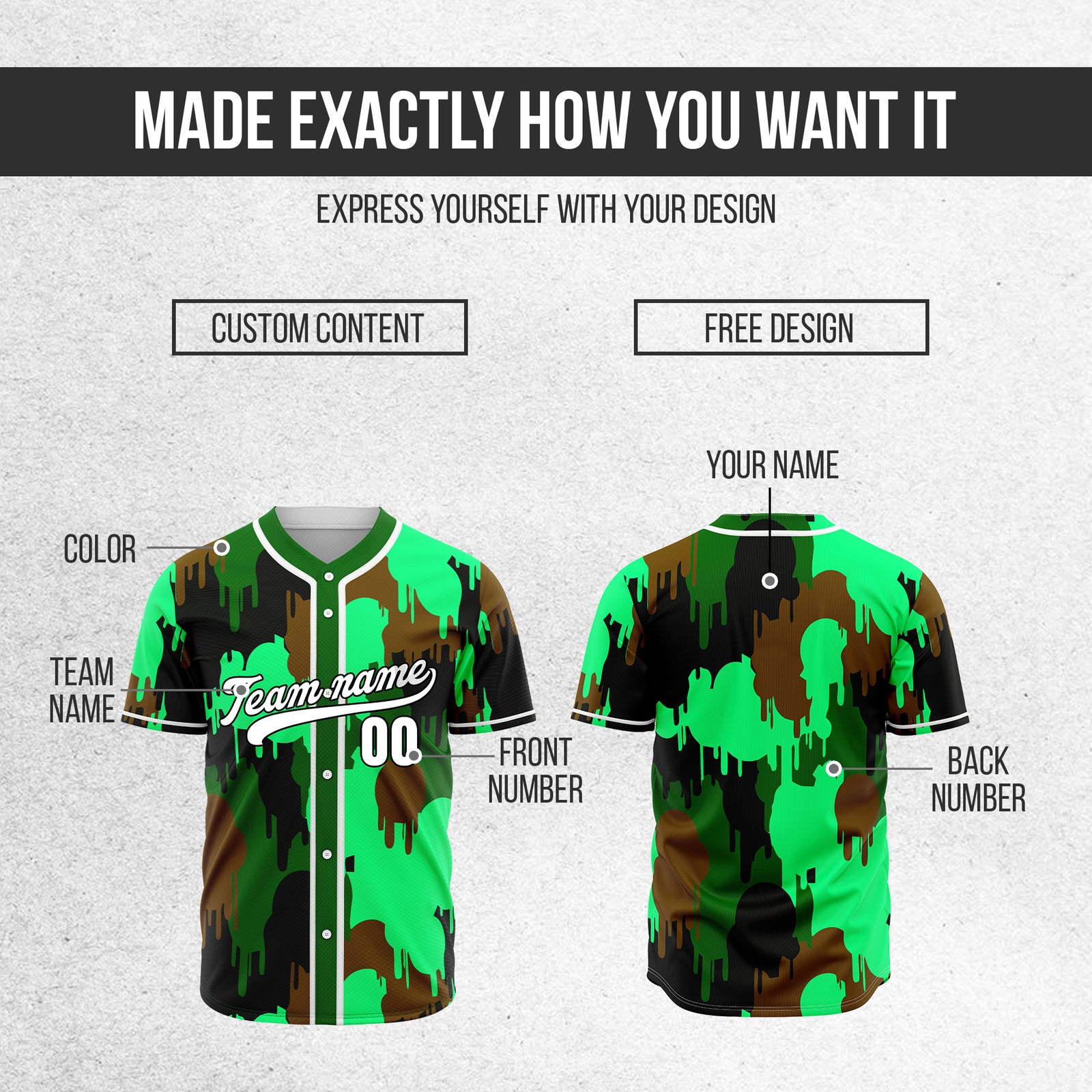 Custom Paint Hustlers Green Baseball Sports Jersey Personalized Uniform with Name & Number