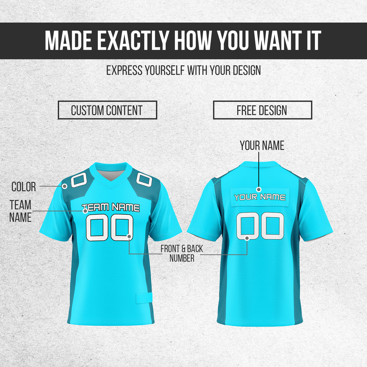 Custom Elite Aqua Raglan Sleeves Mesh Authentic Football Jersey