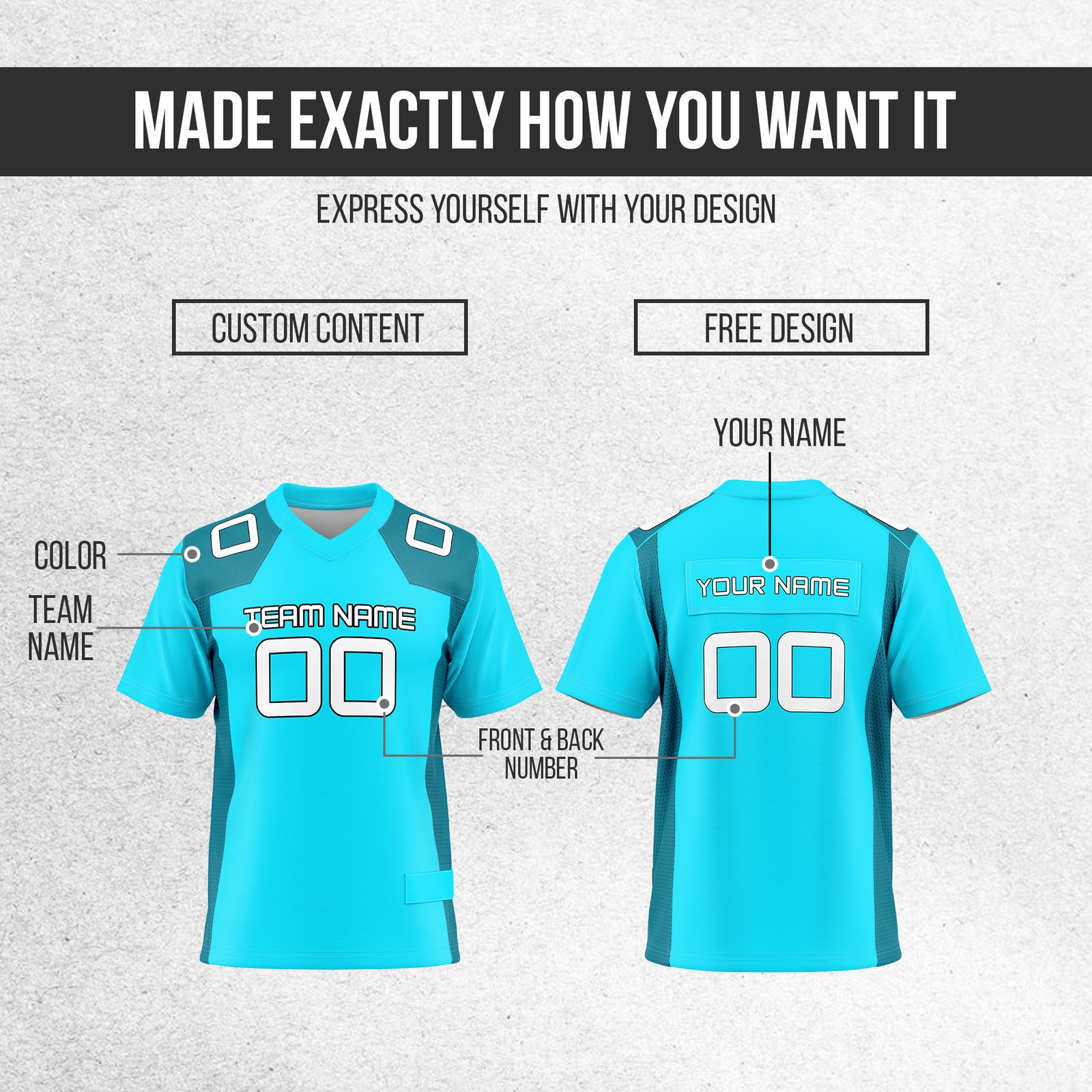 Custom Elite Aqua Raglan Sleeves Mesh Authentic Football Jersey