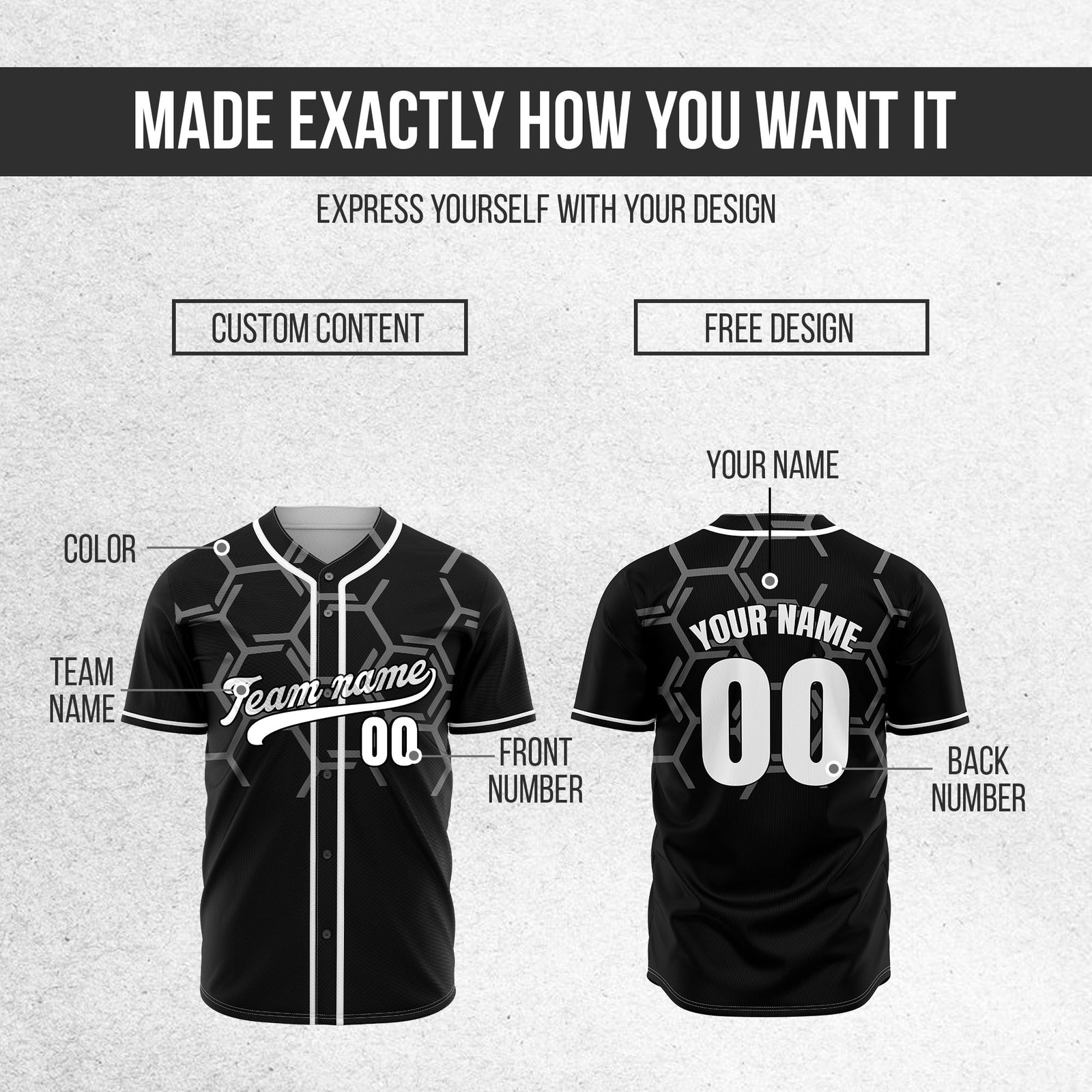 Custom Sting Force Black Baseball Sports Jersey Personalized Uniform with Name & Number