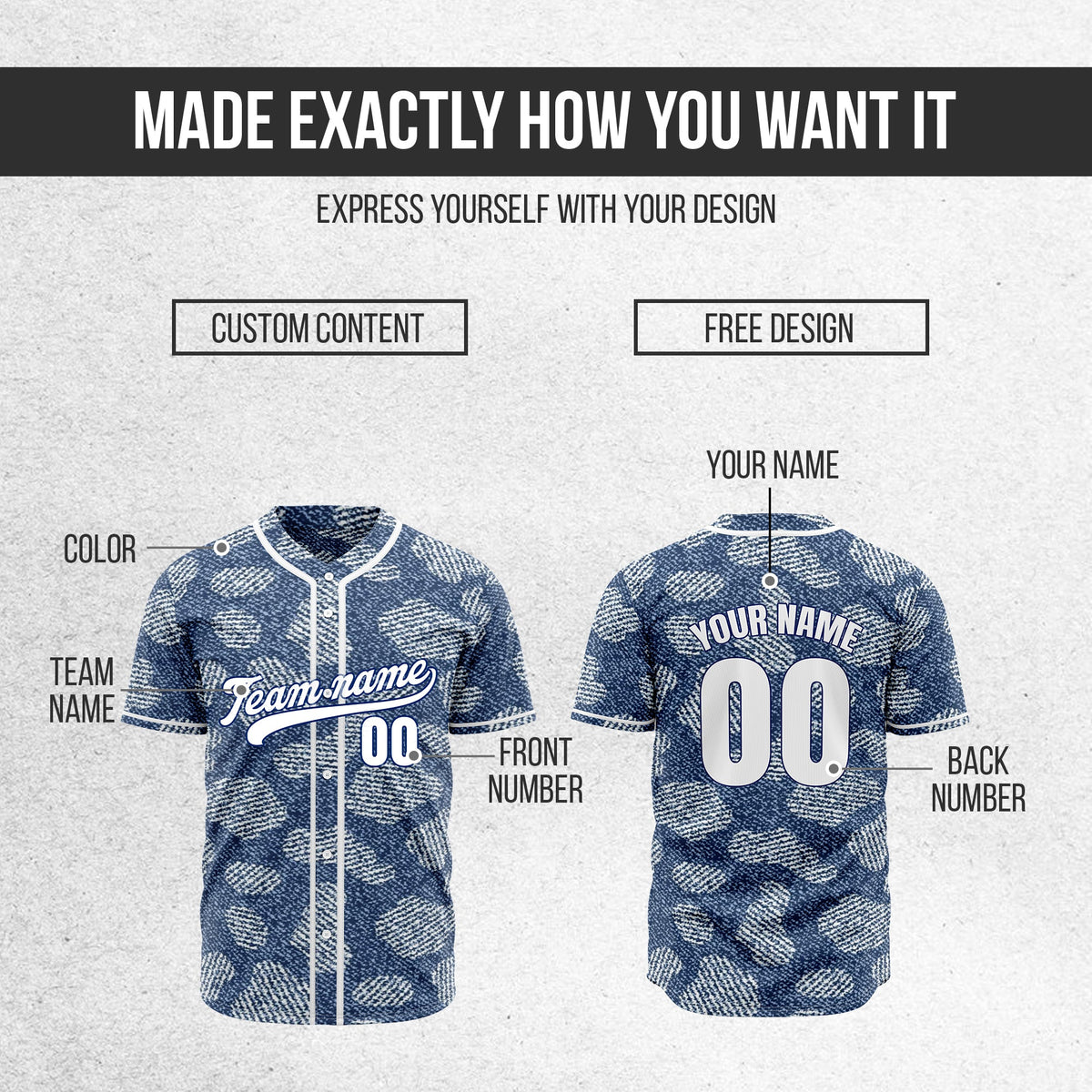 Custom Denim Pro Baseball Sports Jersey Personalized Uniform with Name & Number
