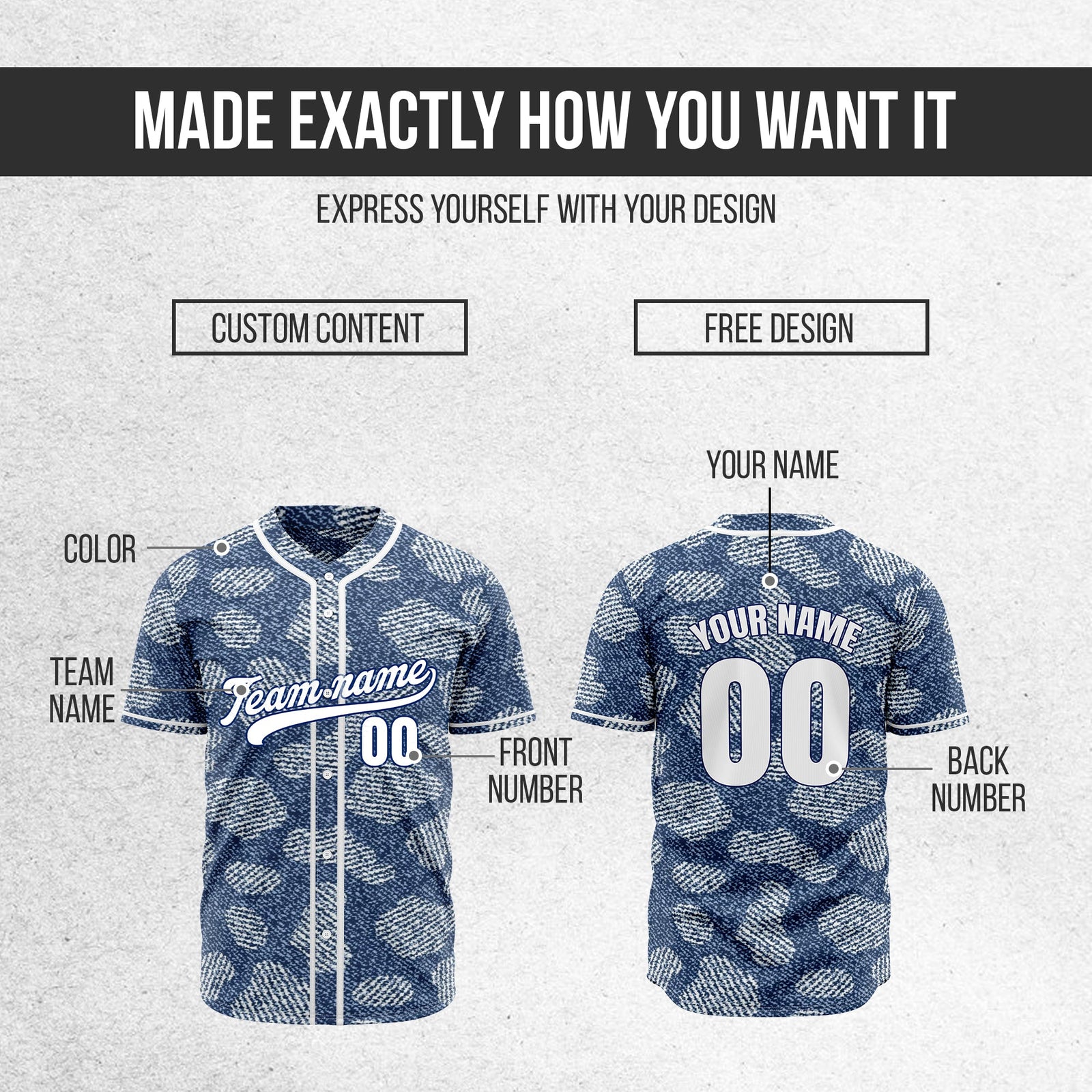 Custom Denim Pro Baseball Sports Jersey Personalized Uniform with Name & Number