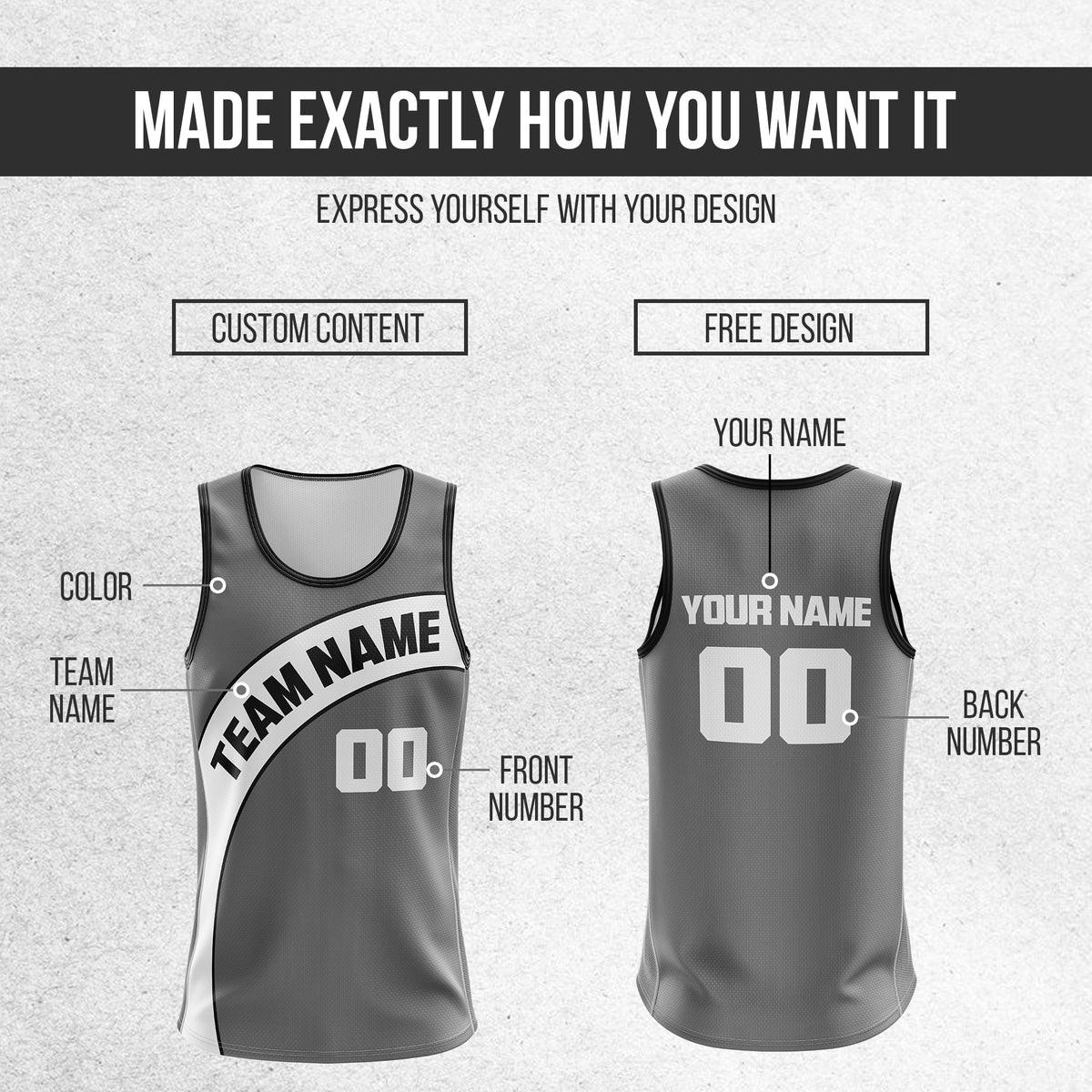 Custom Elite Dark Grey Basketball Chest Slash Classic Top