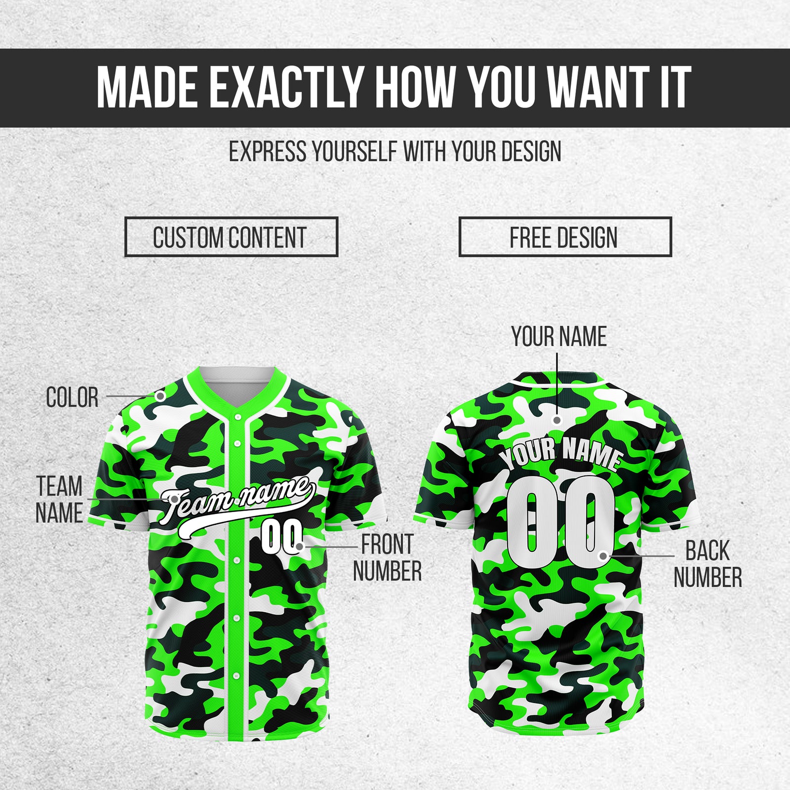 Custom Shadow Command Neon Green Baseball Sports Jersey Personalized Uniform with Name & Number
