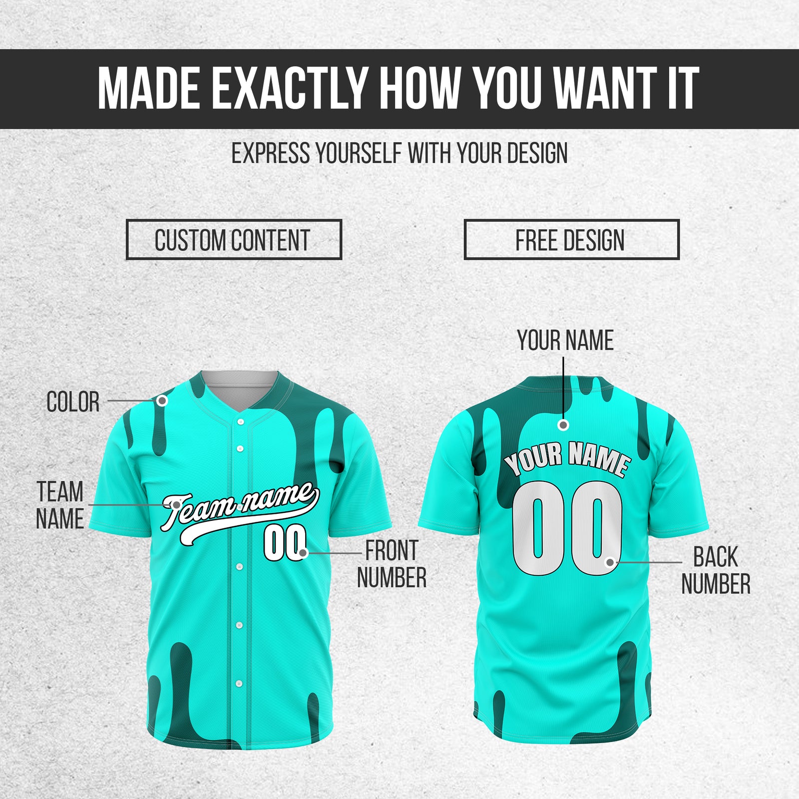 Custom Ink Dripline Aqua Sports Jersey Personalized Uniform with Name & Number