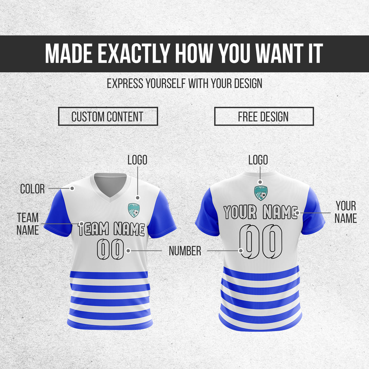 Custom BaseLine V Stripe Pattern White Soccer sport Tops Jersey