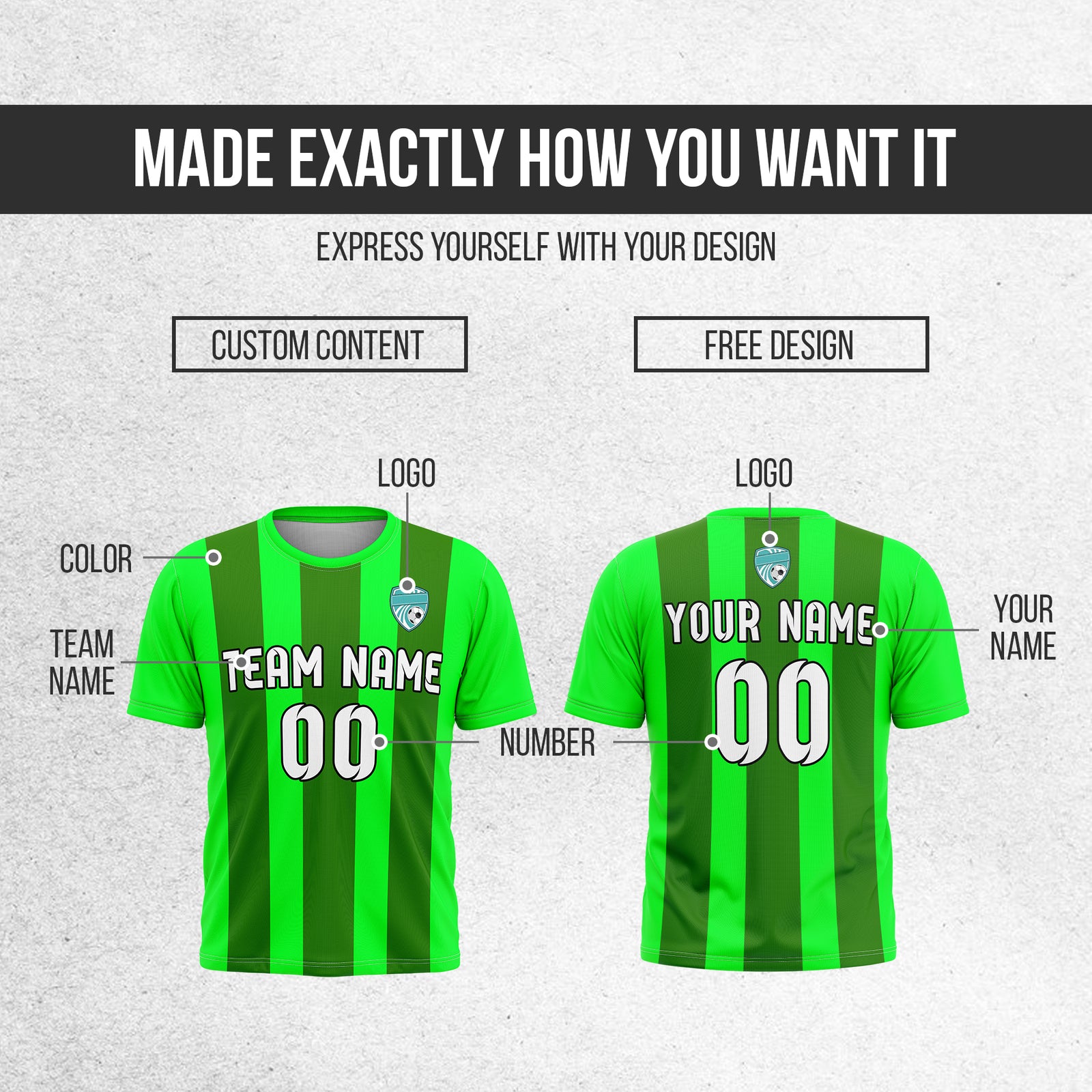 Custom Striker Stripe Neon Green Soccer sport Tops Jersey