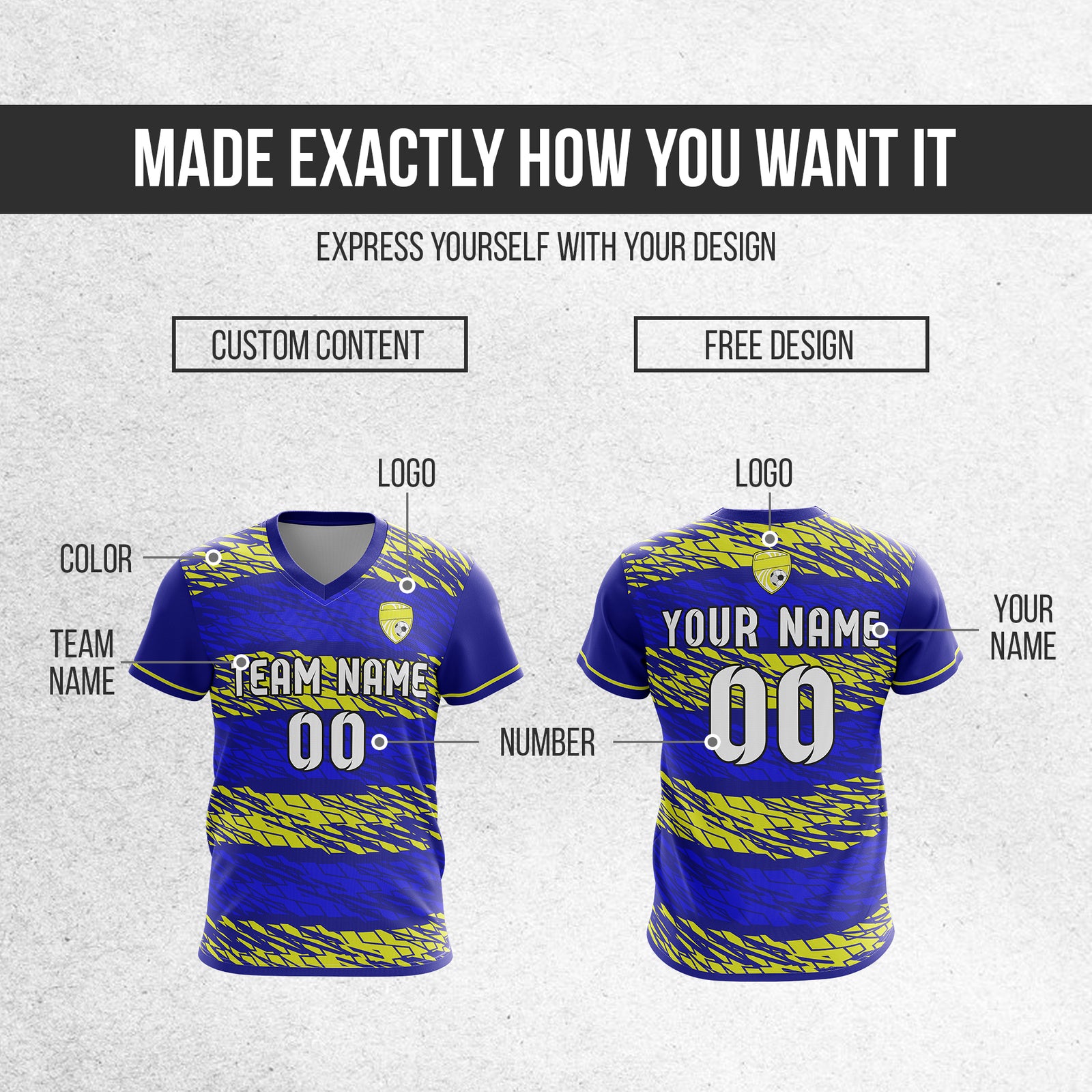 Custom Flare Strike V-Full Pattern Navy Soccer sport Tops Jersey